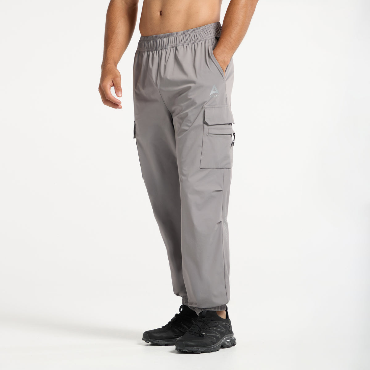 Men's Cargo Zip Pants - Grey / Black