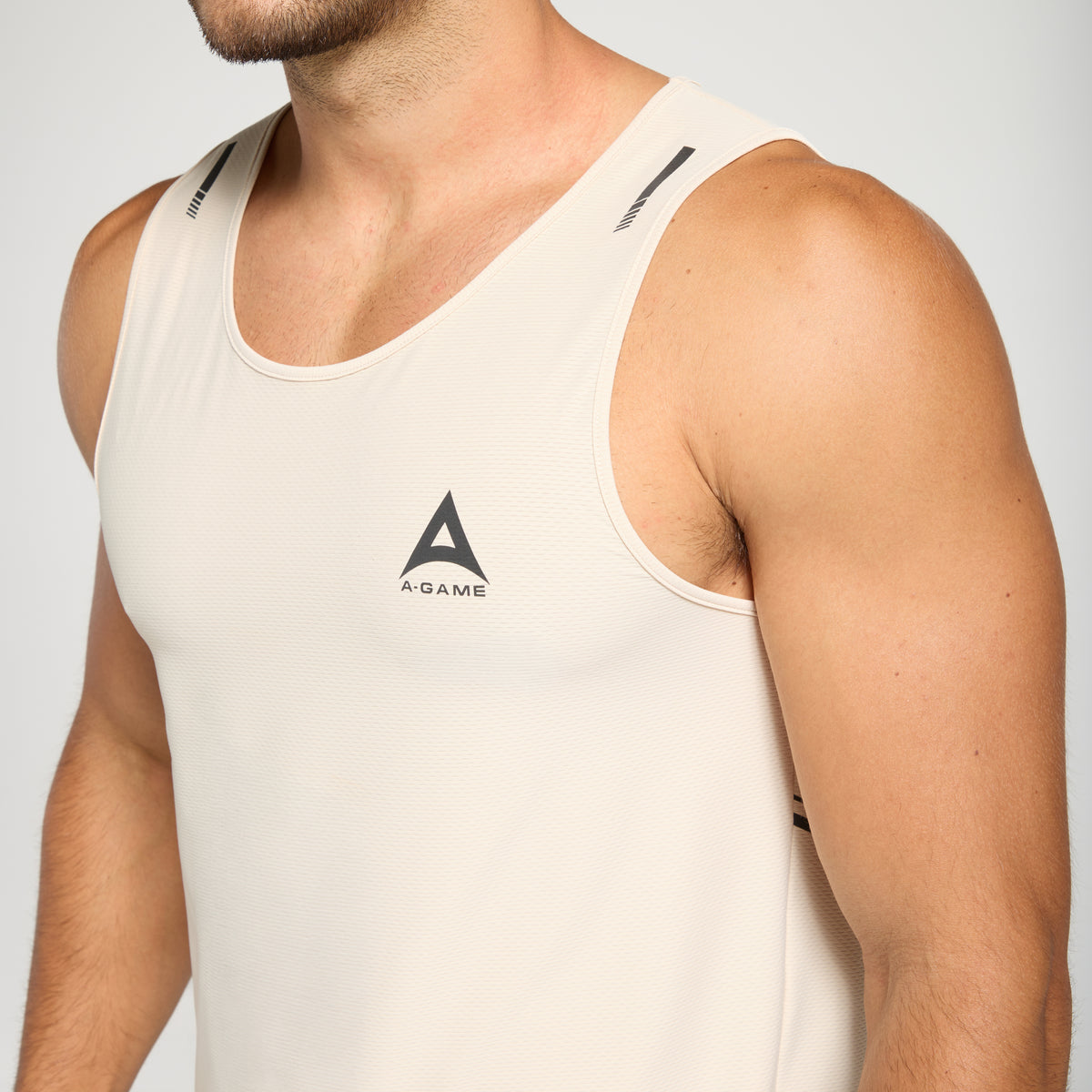 Men's Curved Hem Training Vest - Beige