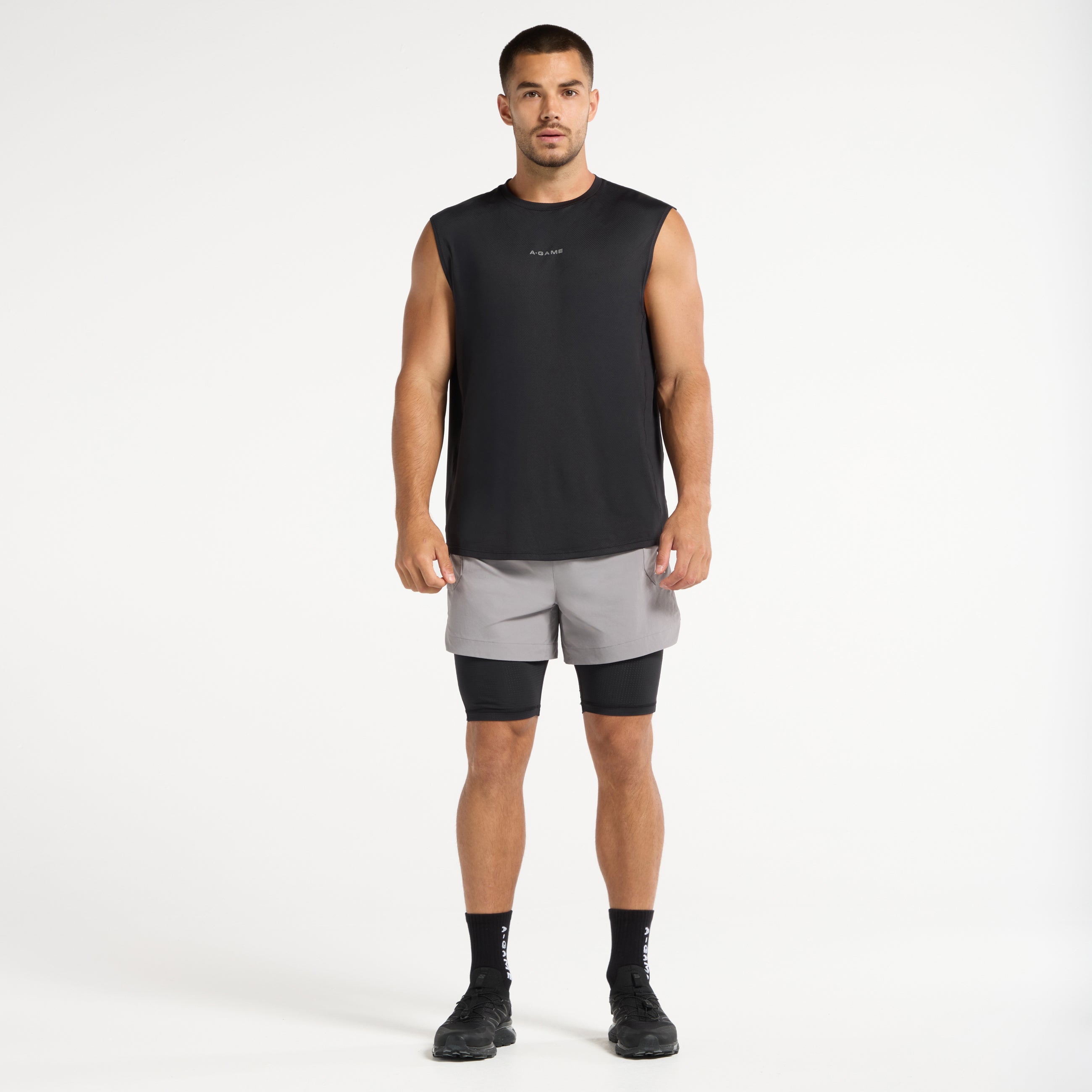 Men's Mesh Panelled Tank - Black