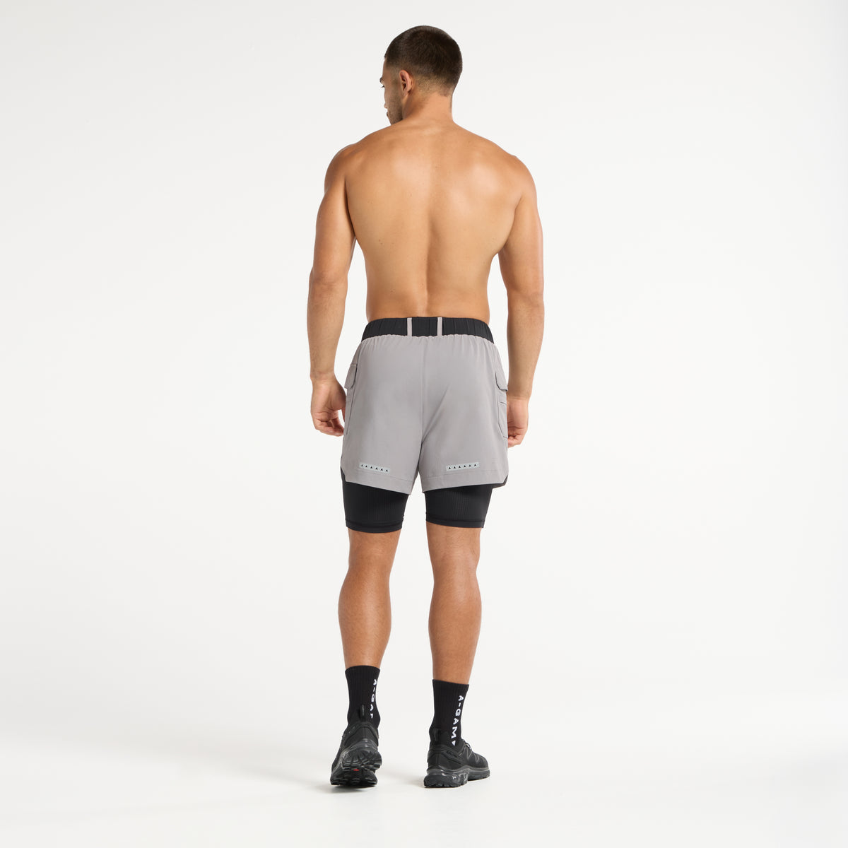 Men's 2-in-1 Cargo Shorts - Grey / Black