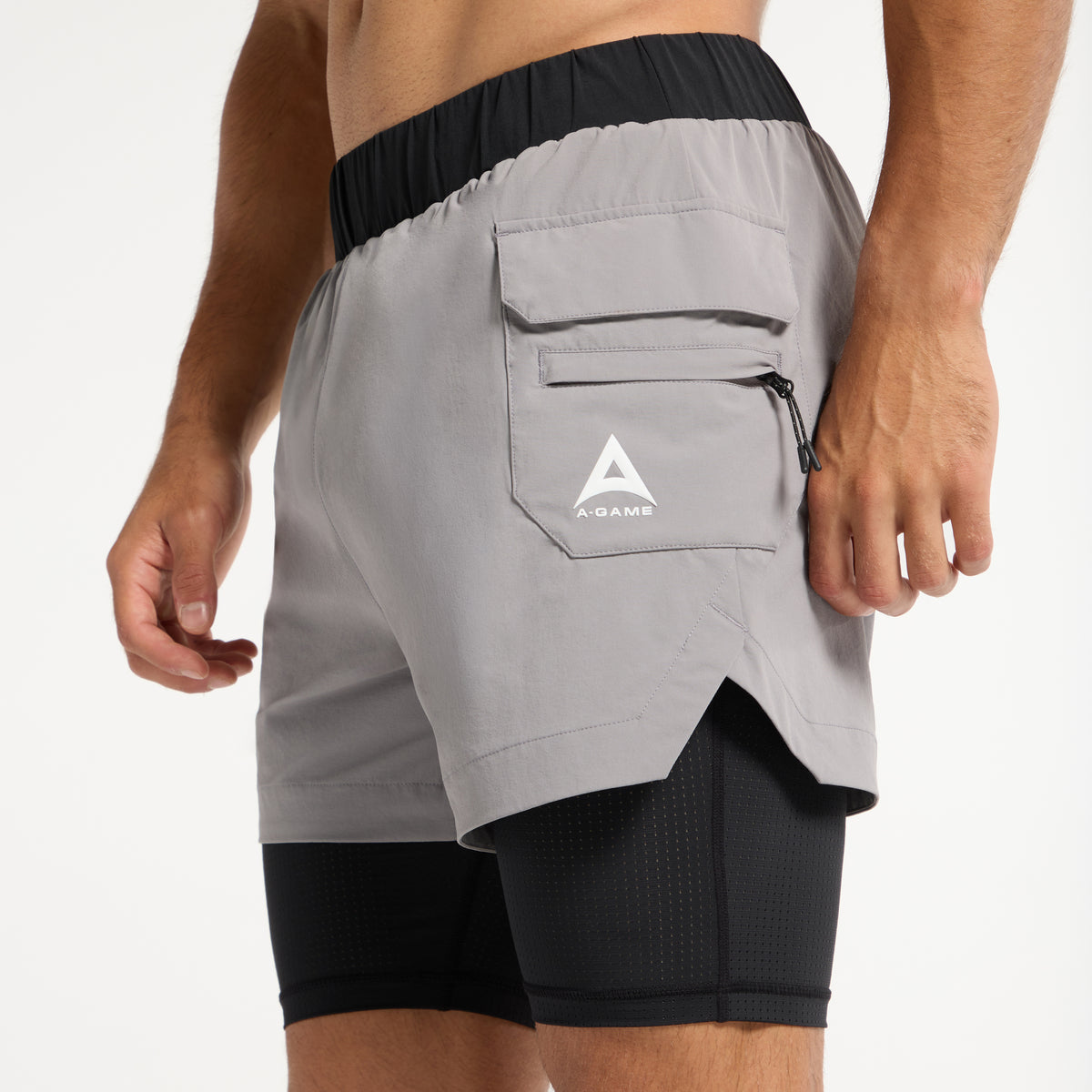Men's 2-in-1 Cargo Shorts - Grey / Black