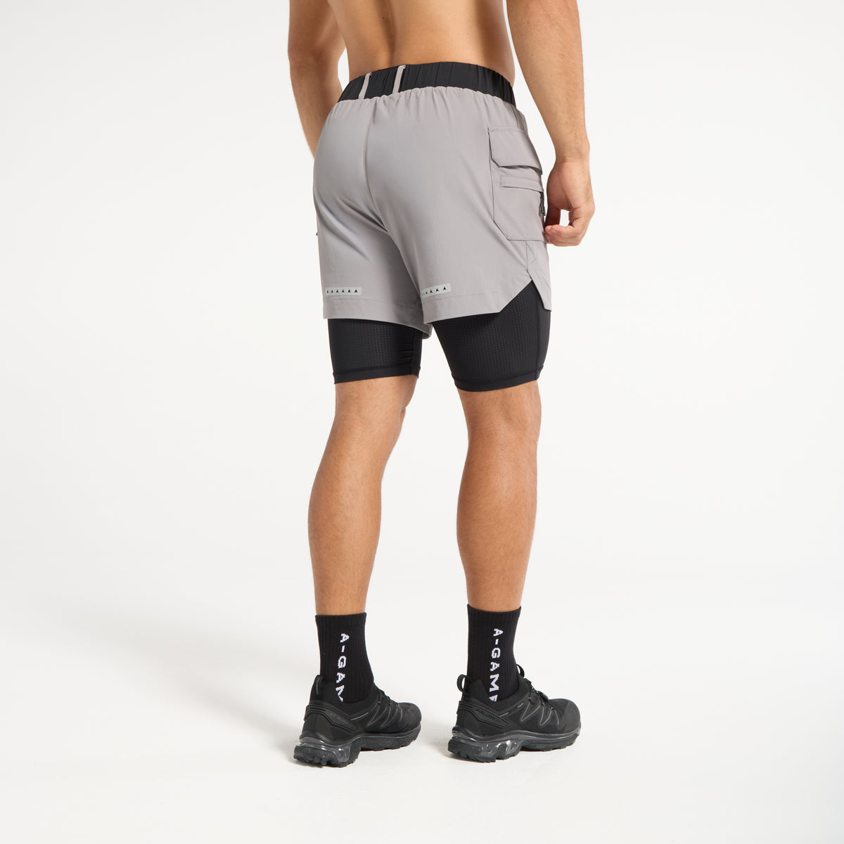Men's 2-in-1 Cargo Shorts - Grey / Black