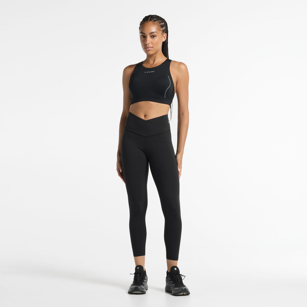 Women's High Waisted Wrapped Yoga Leggings - Black