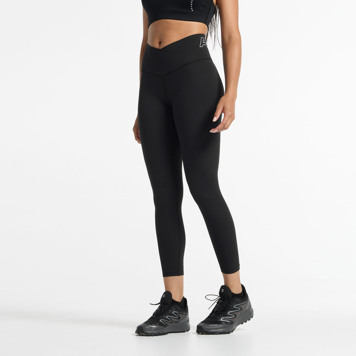 Women's High Waisted Wrapped Yoga Leggings - Black