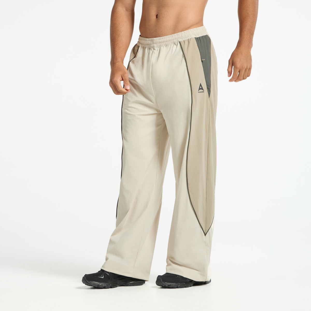 Men's Textured Track Pants - Beige / Mid Brown