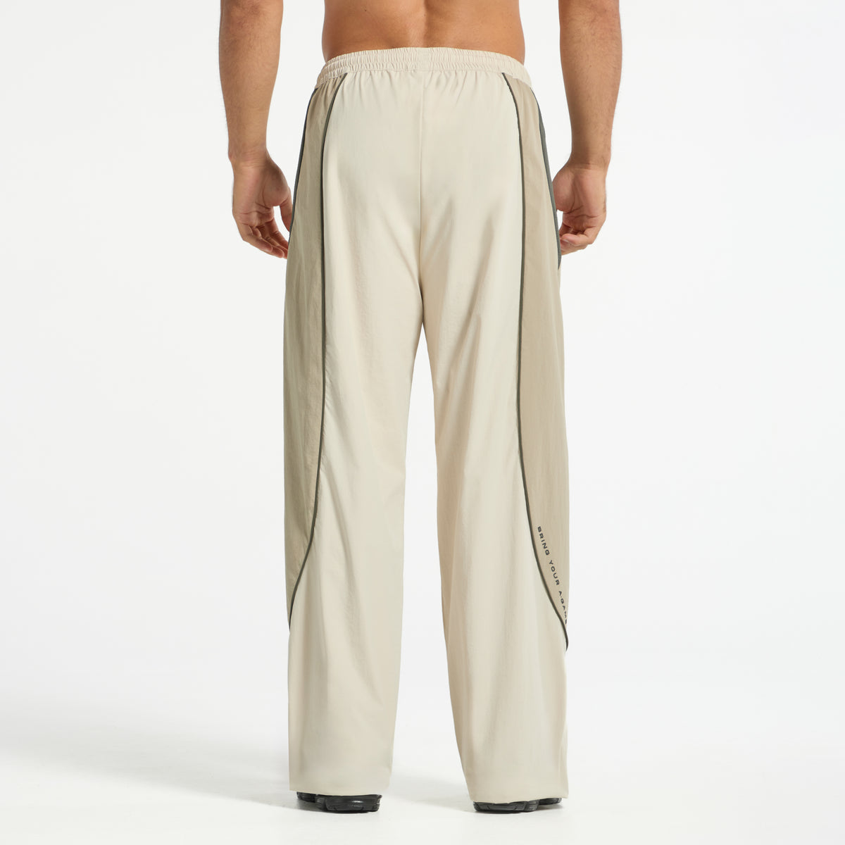 Men's Textured Track Pants - Beige / Mid Brown