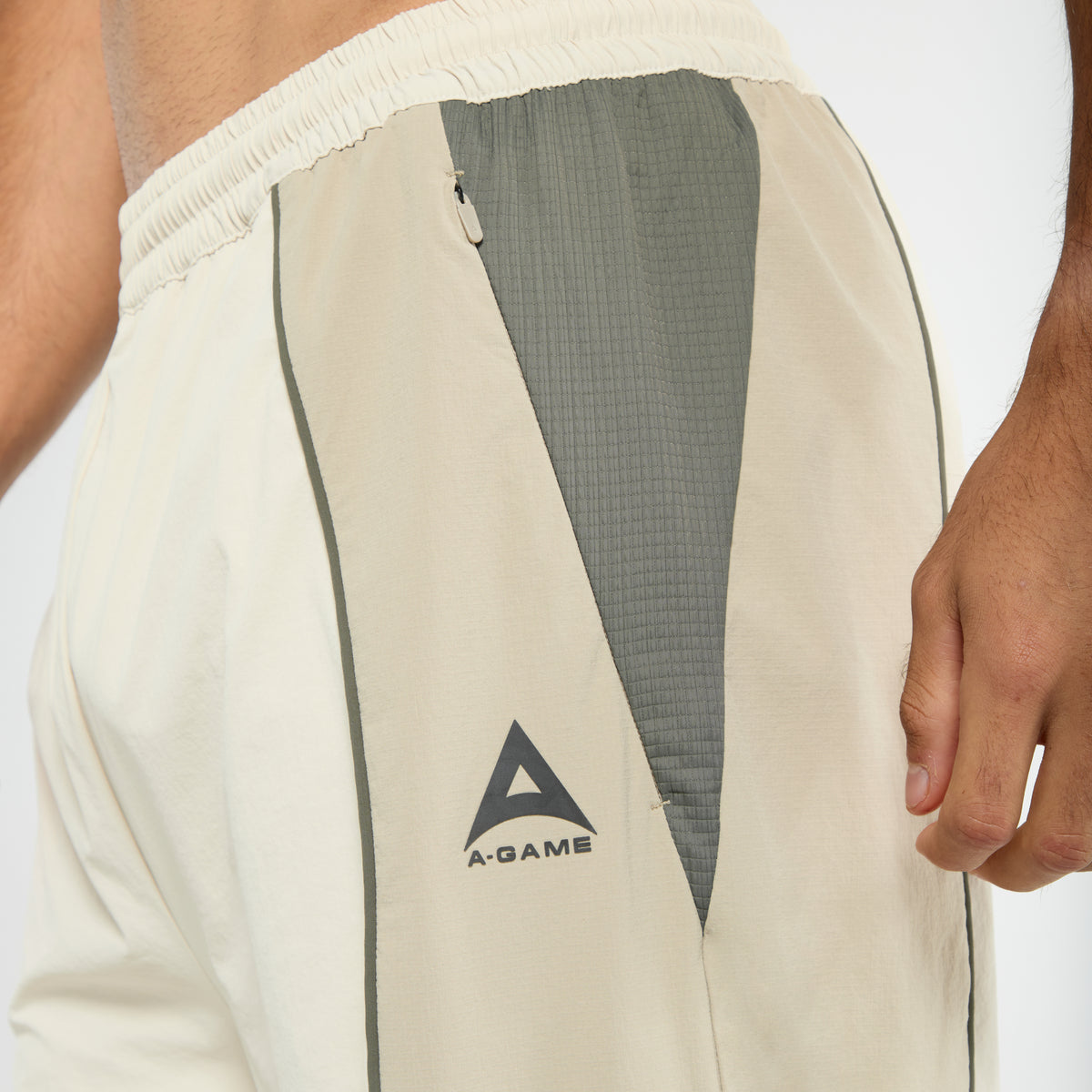 Men's Textured Track Pants - Beige / Mid Brown