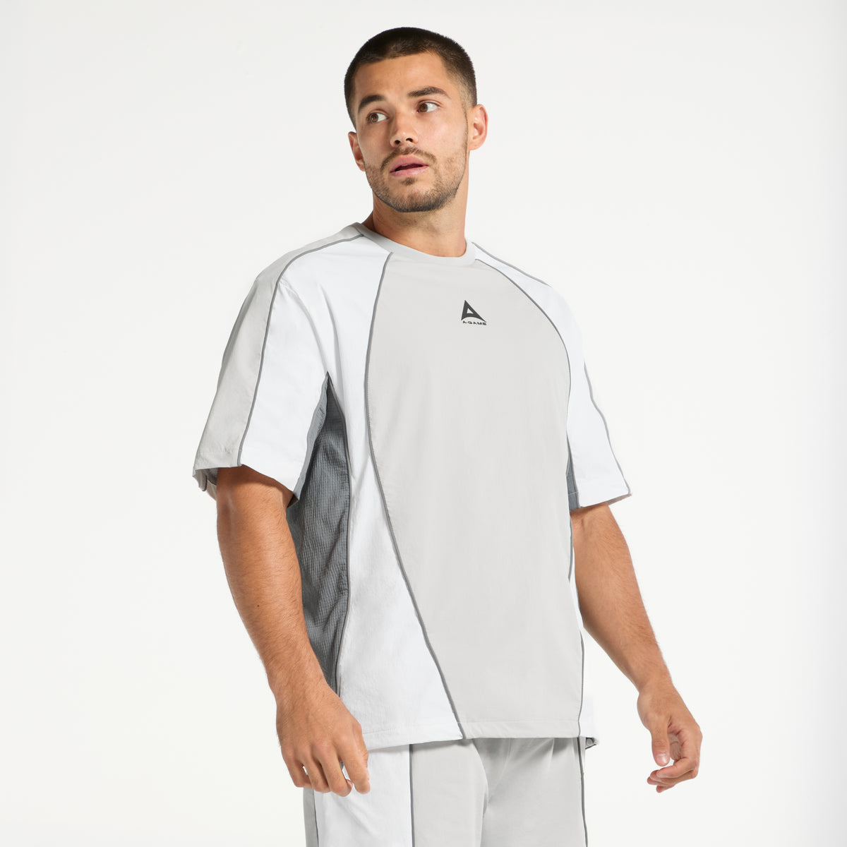 Men's Textured T-Shirt - Grey / White