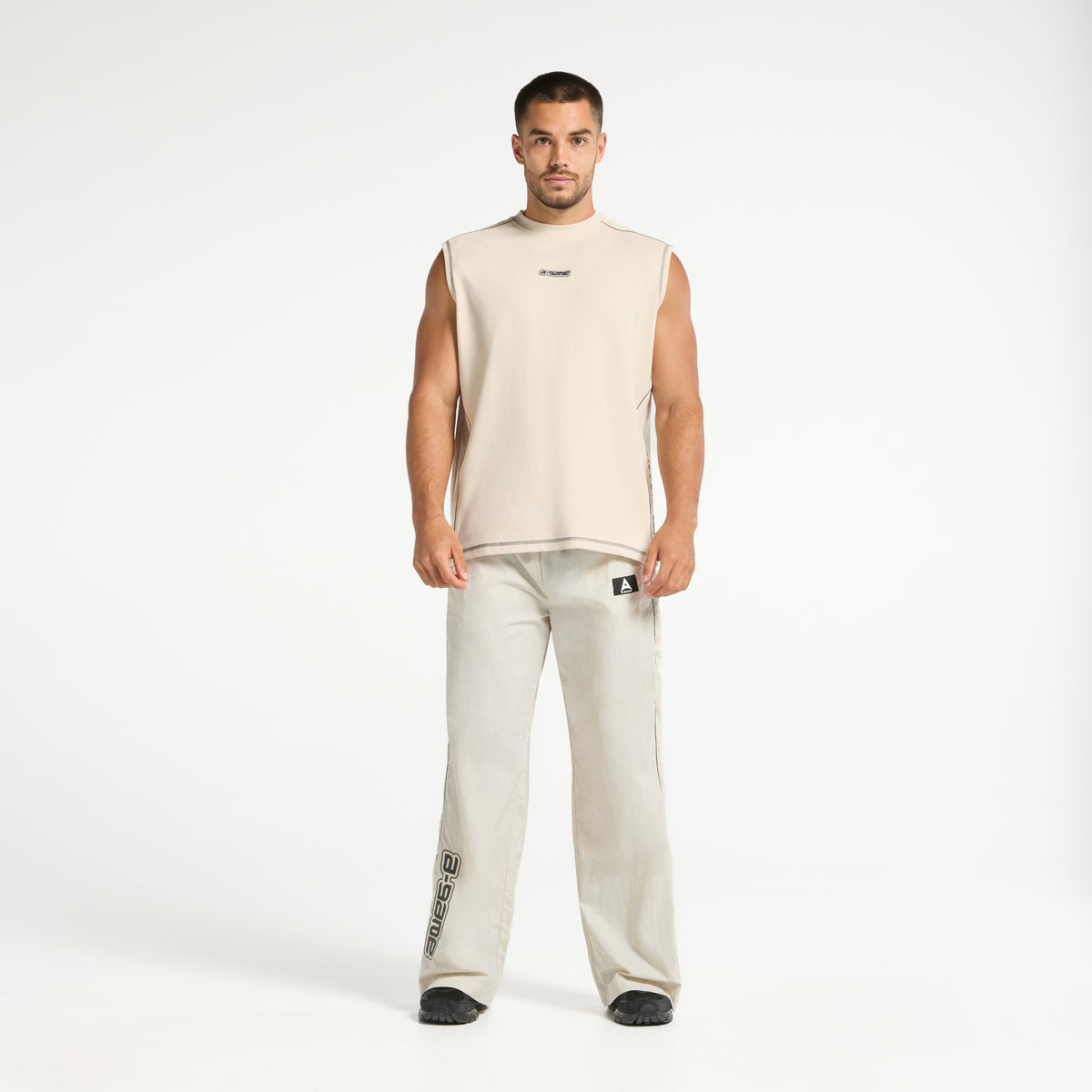 Men's Seam Detail Tech T-Shirt - Beige
