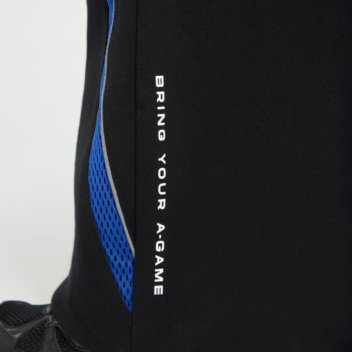 Men's Mesh Panelled Straight Leg Sweat Pants - Black / Cobalt Blue