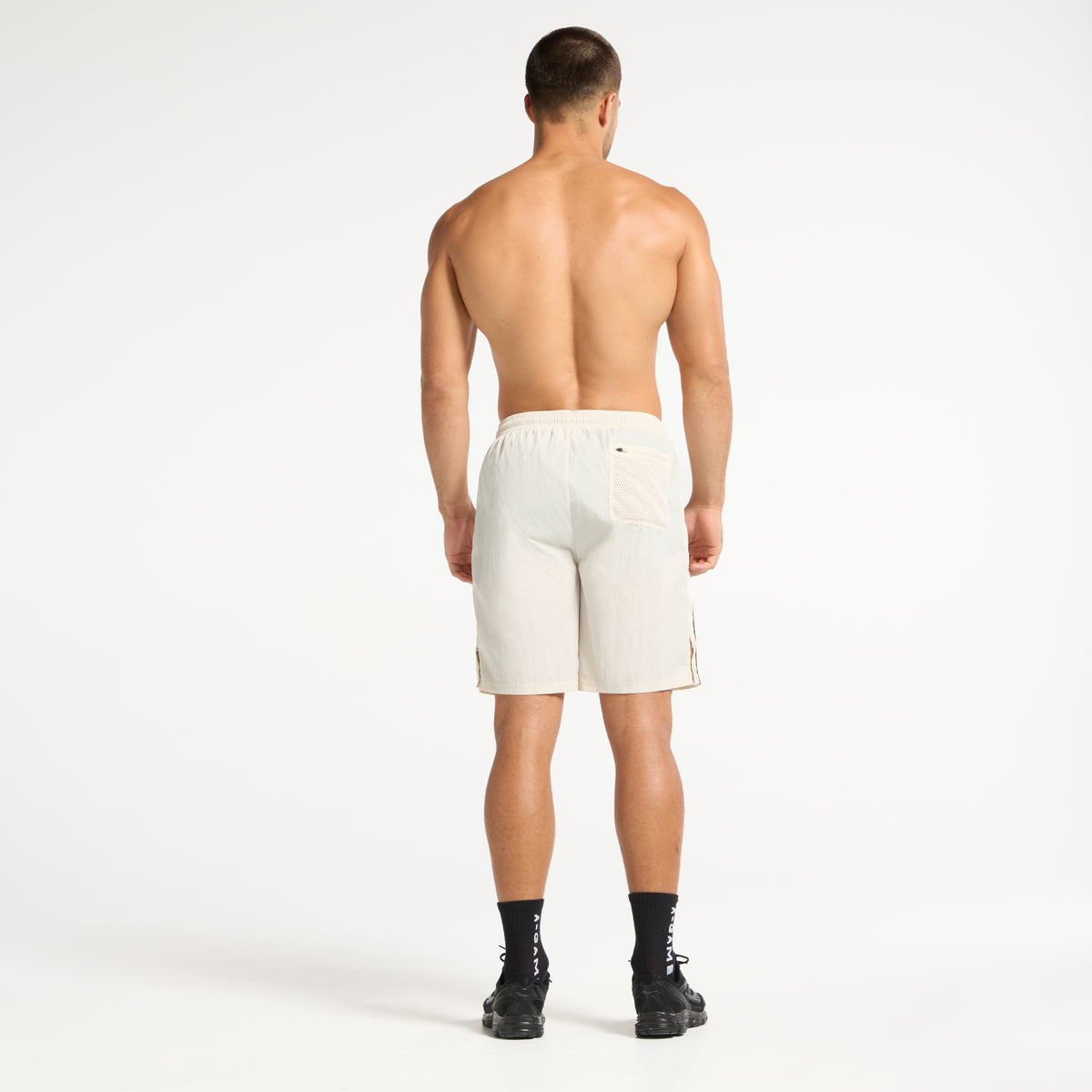 Men's Woven Tech Popper Shorts - Beige
