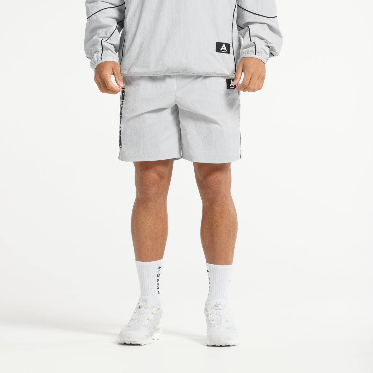 Men's Woven Tech Popper Shorts - Grey
