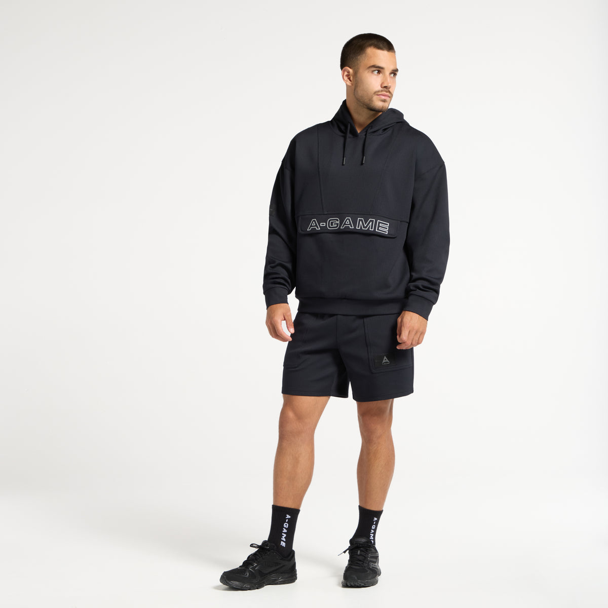 Men's Waffle Tech Hoodie - Black