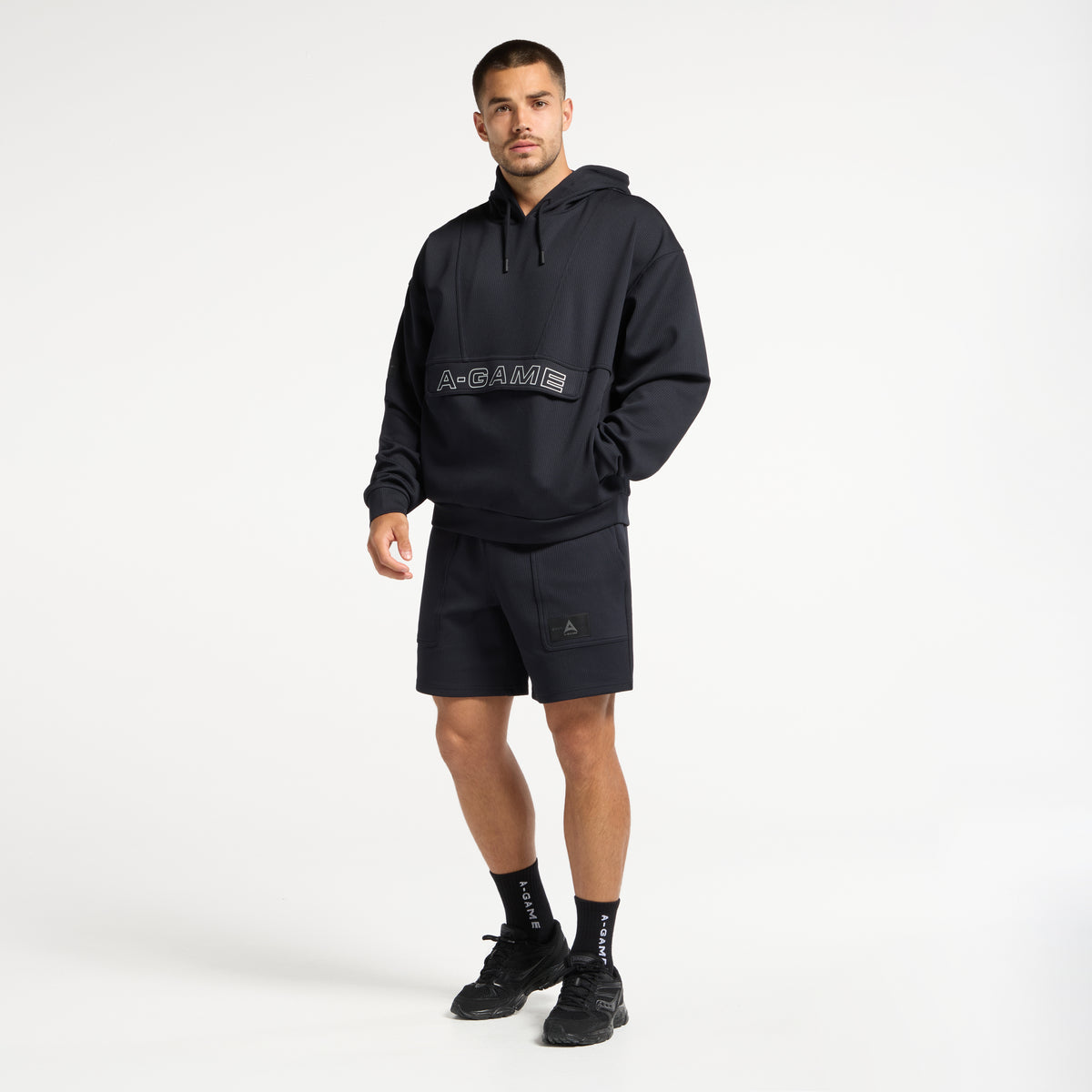 Men's Waffle Tech Hoodie - Black