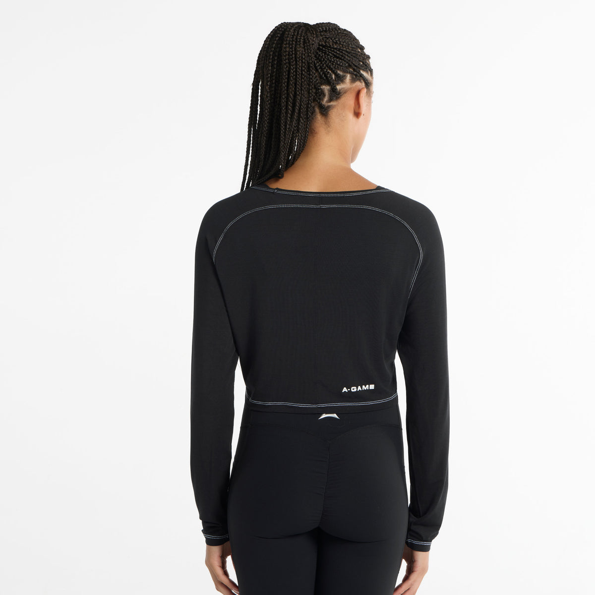 Women's Ruched Front Long Sleeve - Black