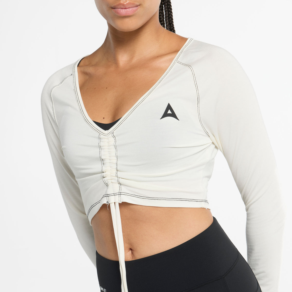 Women's Ruched Front Long Sleeve - Ecru