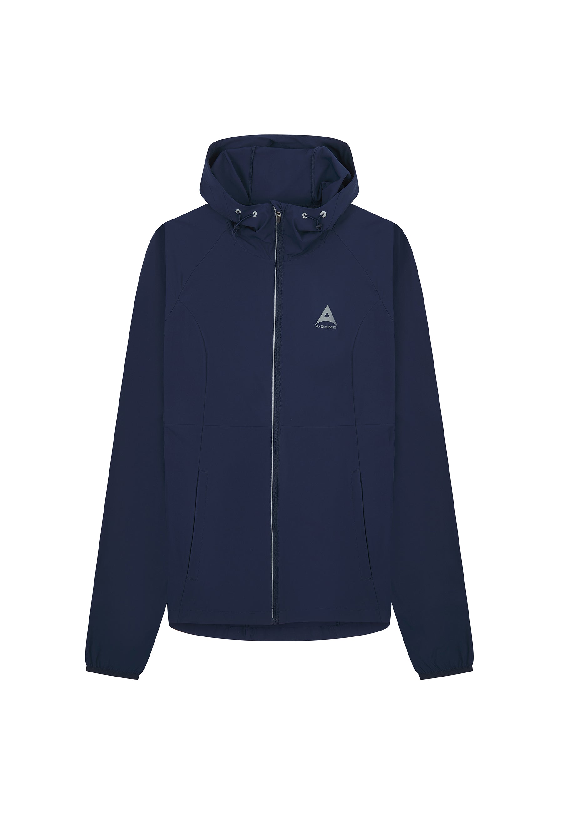 WOMENS A-GAME LIGHTWEIGHT FITTED RUNNING JACKET - CROWN BLUE/SILVER