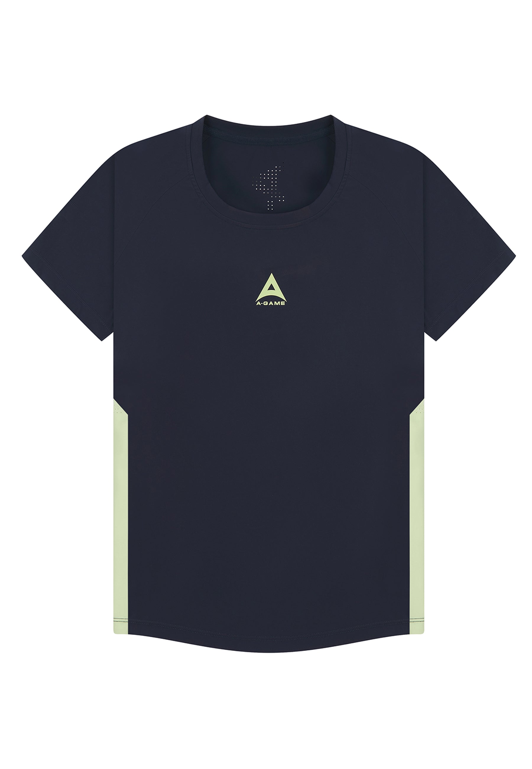 WOMENS A-GAME SHORT SLEEVE TRAINING T-SHIRT - NAVY/LIME