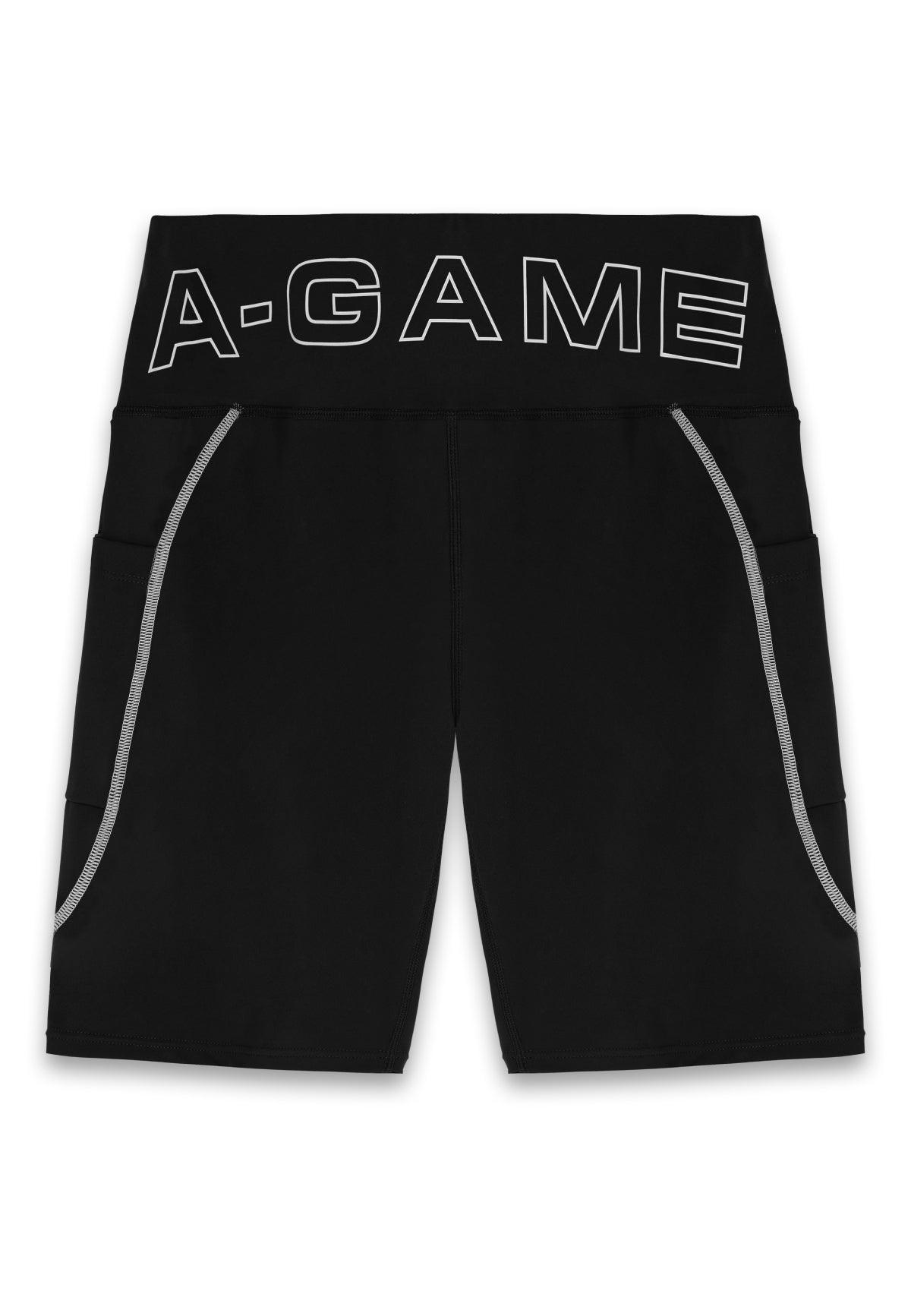 WOMENS A-GAME HIGH RISE BIKER SHORTS - BLACK