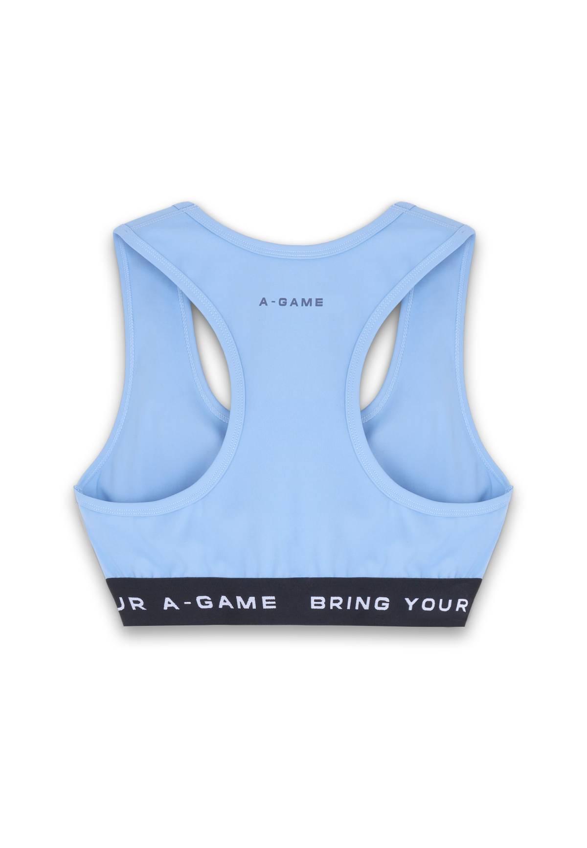 WOMENS A-GAME LOGO TRAINING BRA - BLUE