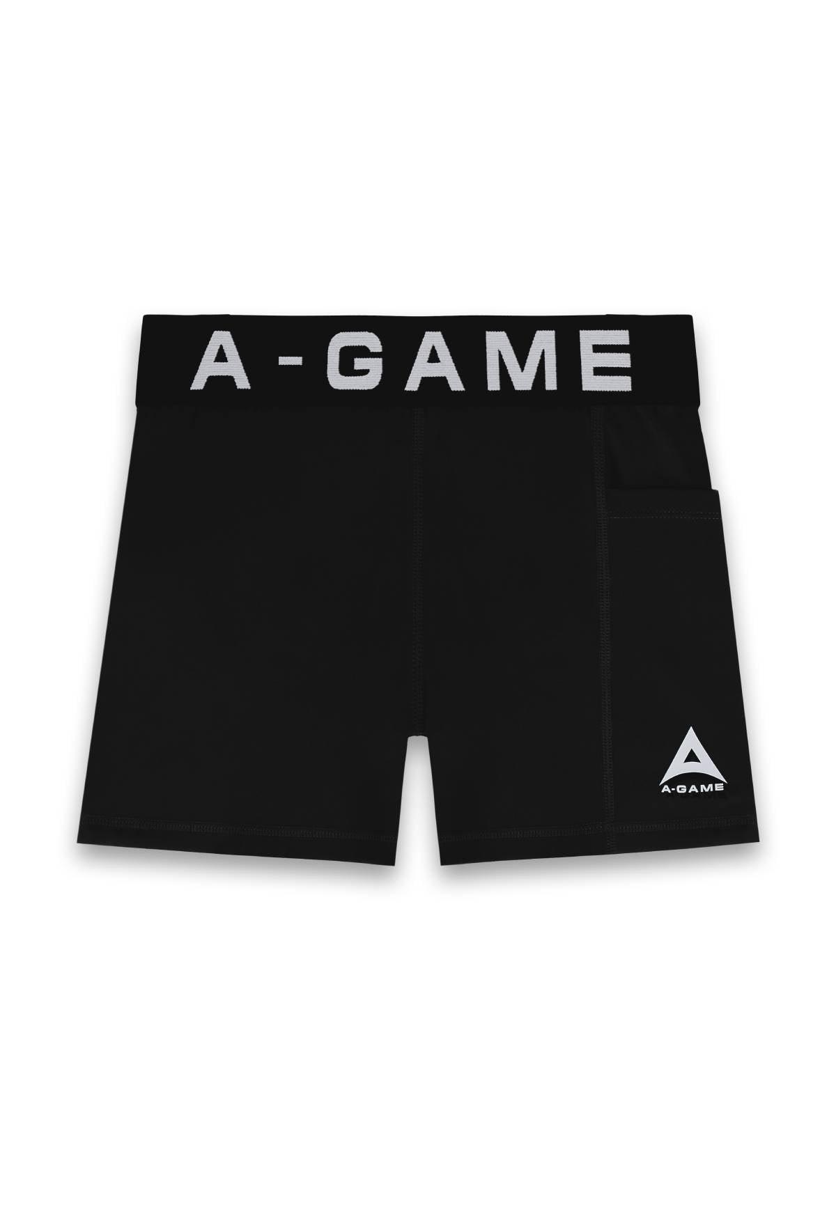 WOMENS A-GAME LOGO TRAINING CROPPED SHORTS - BLACK