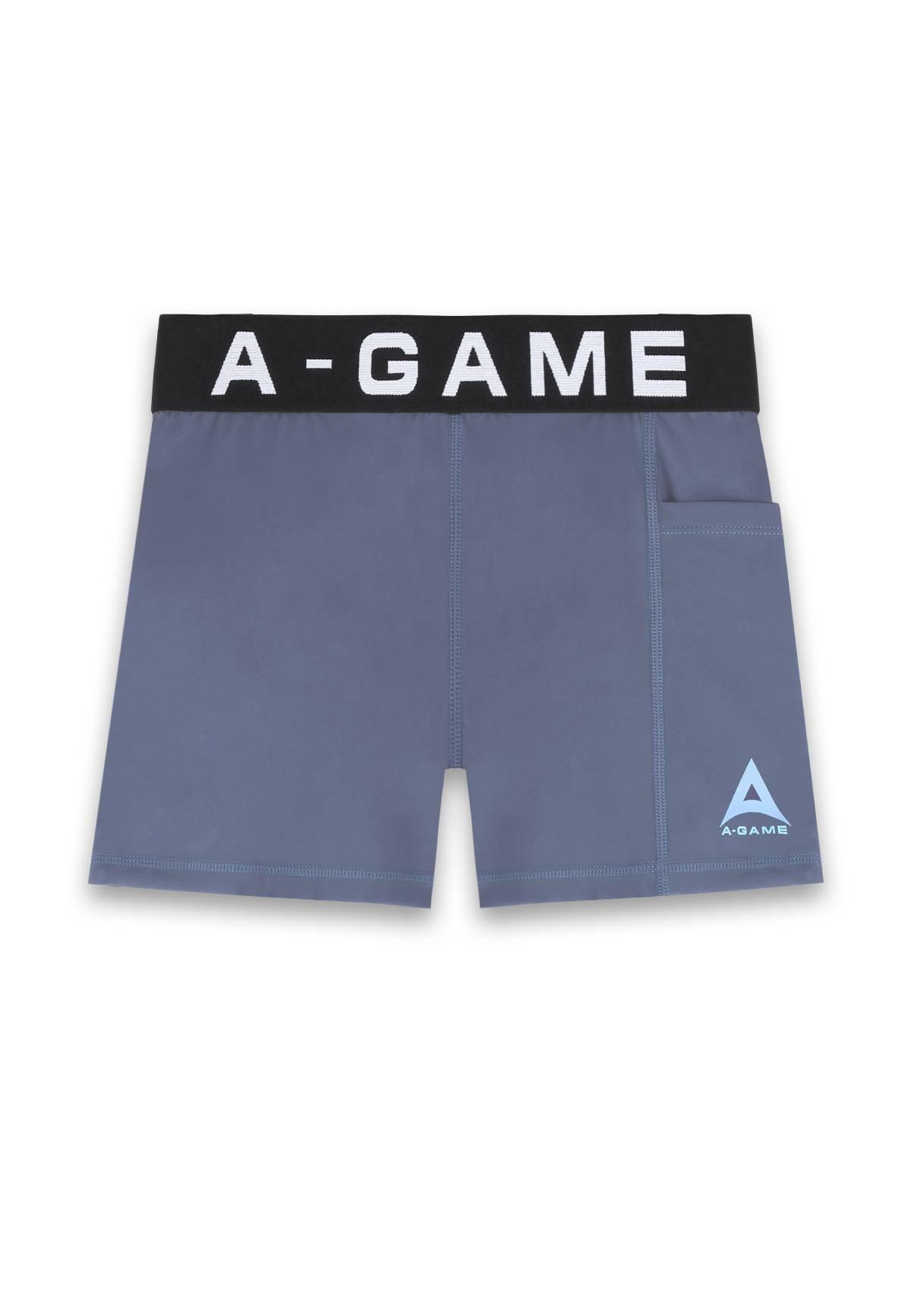 WOMENS A-GAME LOGO TRAINING CROPPED SHORTS - BLUE