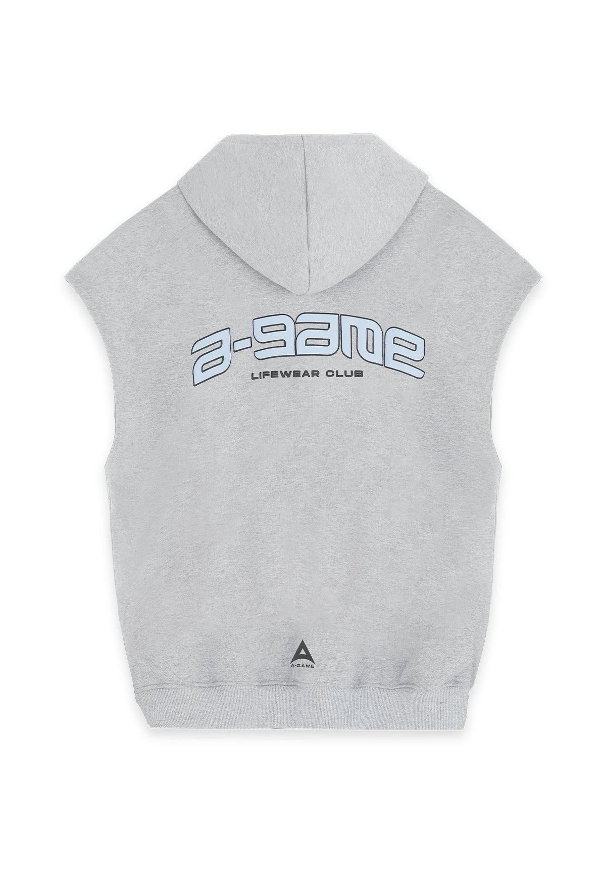 WOMENS A-GAME ROTATE LOGO CROPPED SLEEVELESS HOODIE - GREY MARL