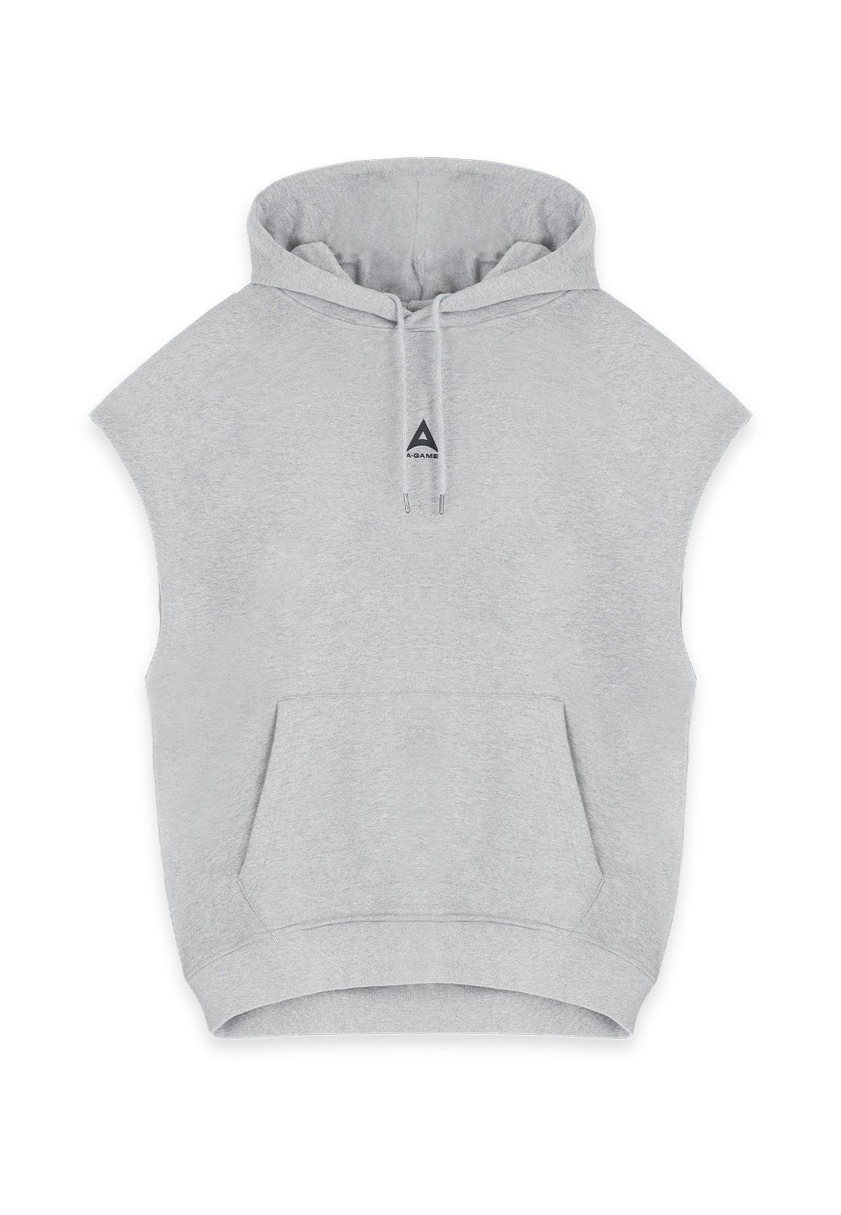 WOMENS A-GAME ROTATE LOGO CROPPED SLEEVELESS HOODIE - GREY MARL
