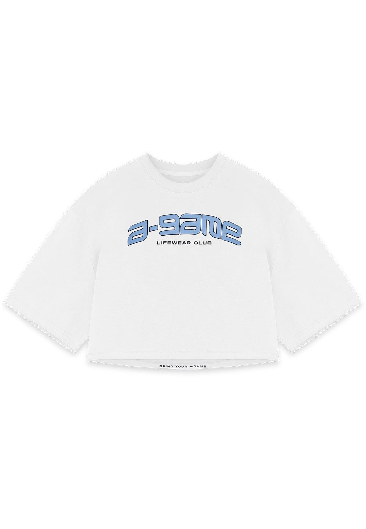 WOMENS A-GAME ROTATE LOGO RELAXED CROPPED T-SHIRT - WHITE