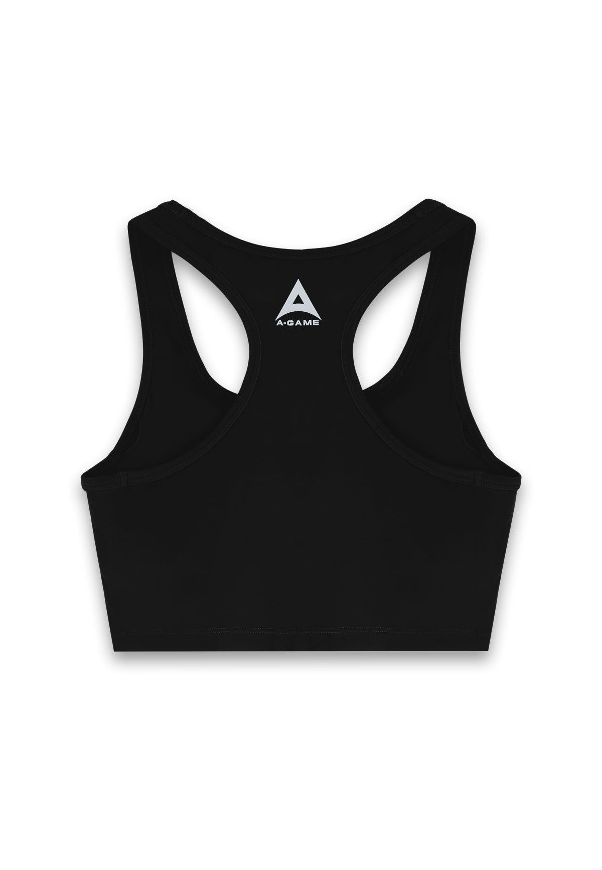 WOMENS A-GAME SQUARE NECK SPORTS BRA - BLACK
