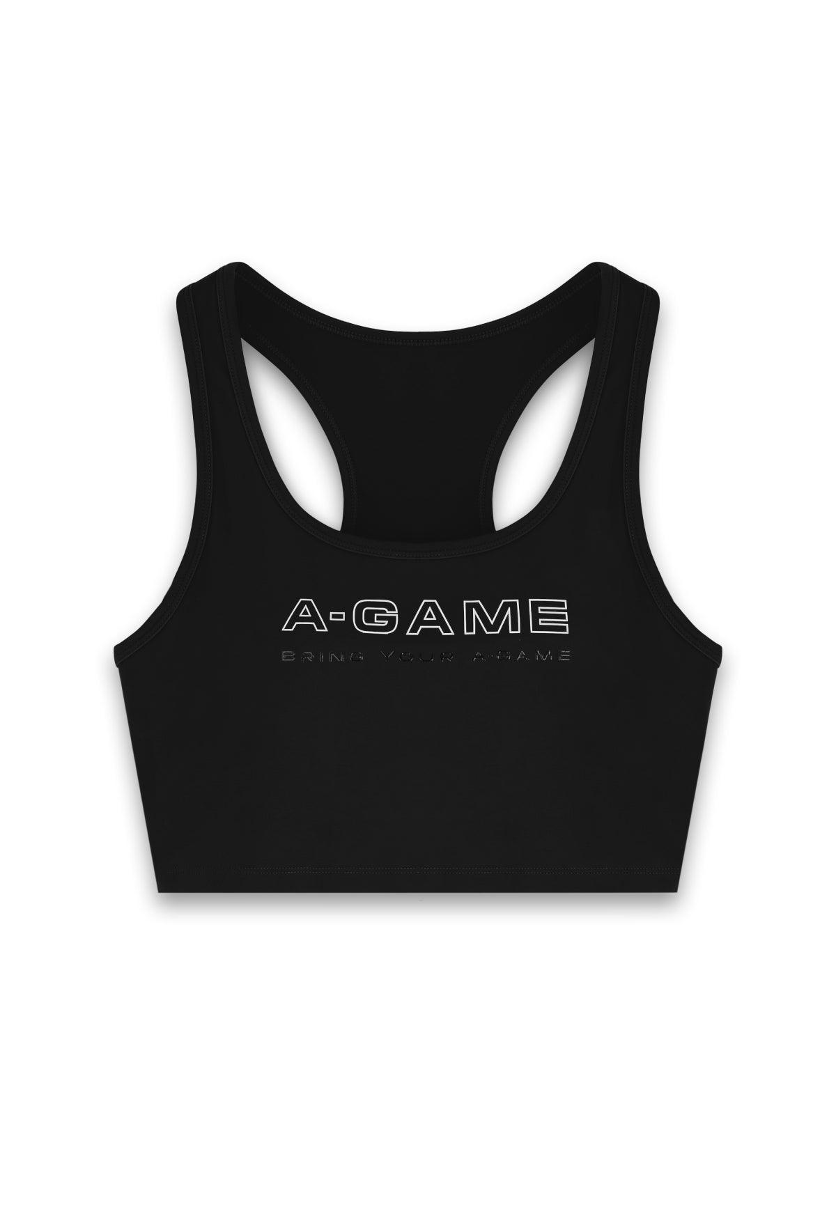 WOMENS A-GAME SQUARE NECK SPORTS BRA - BLACK