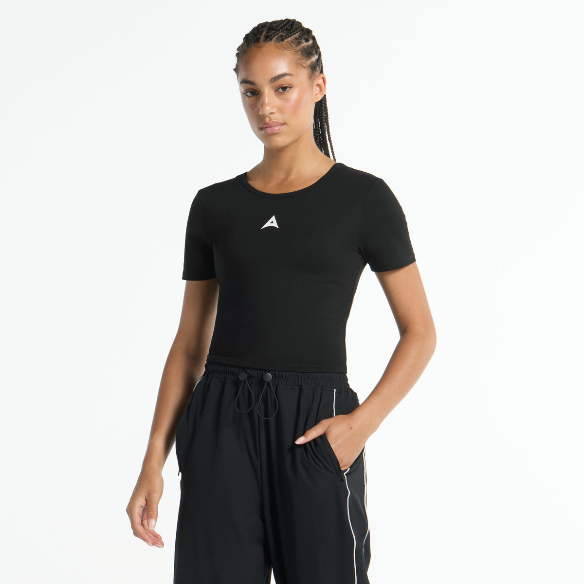 Women's Panel Cropped T-Shirt - Black