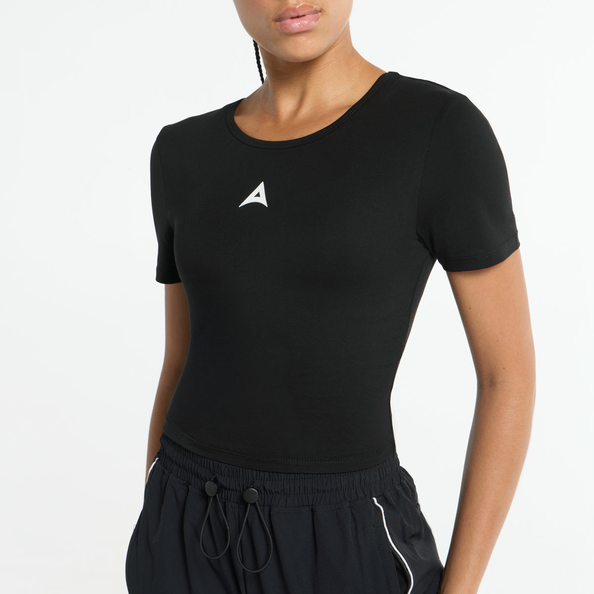 Women's Panel Cropped T-Shirt - Black