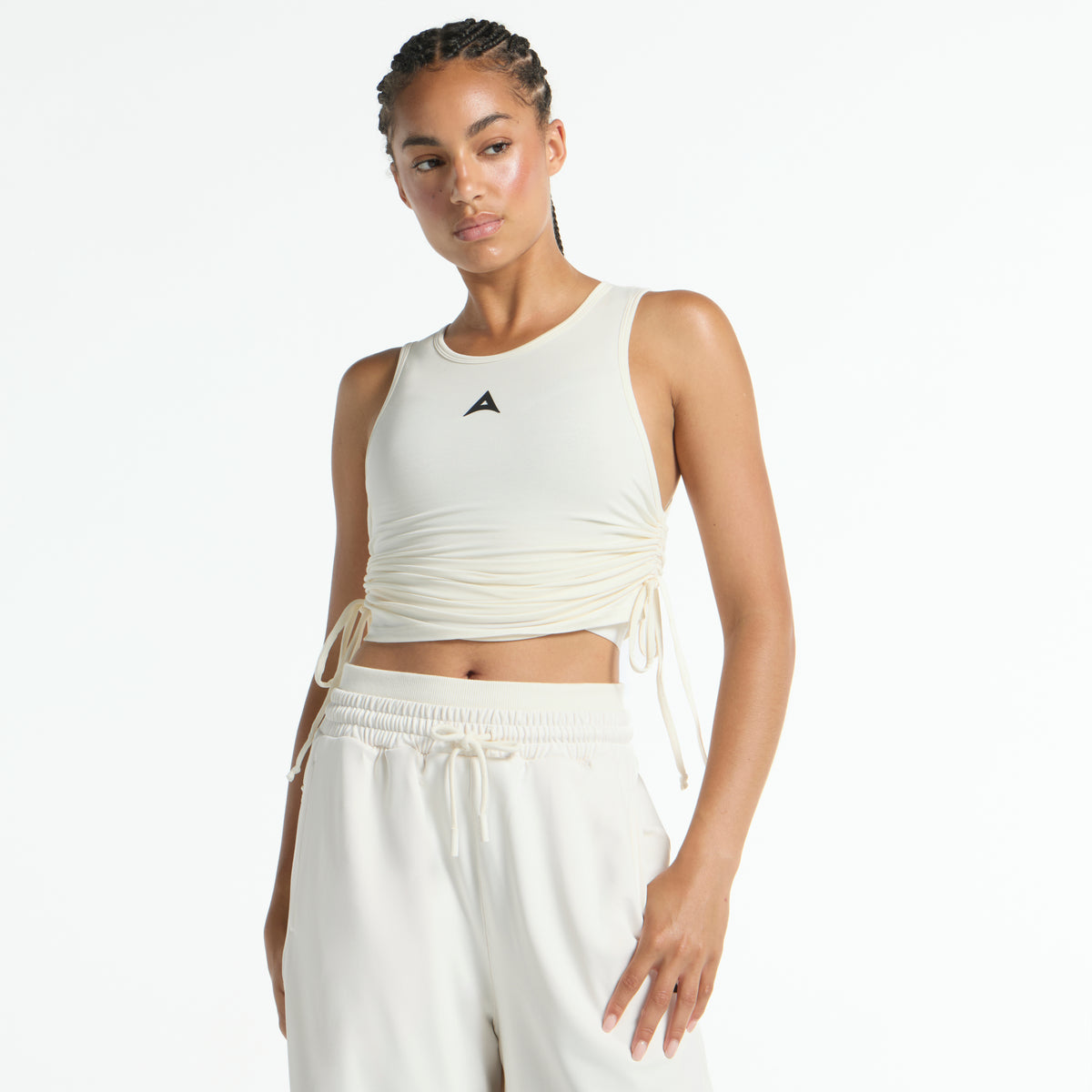 Women's Ruched Side Tank - Ecru