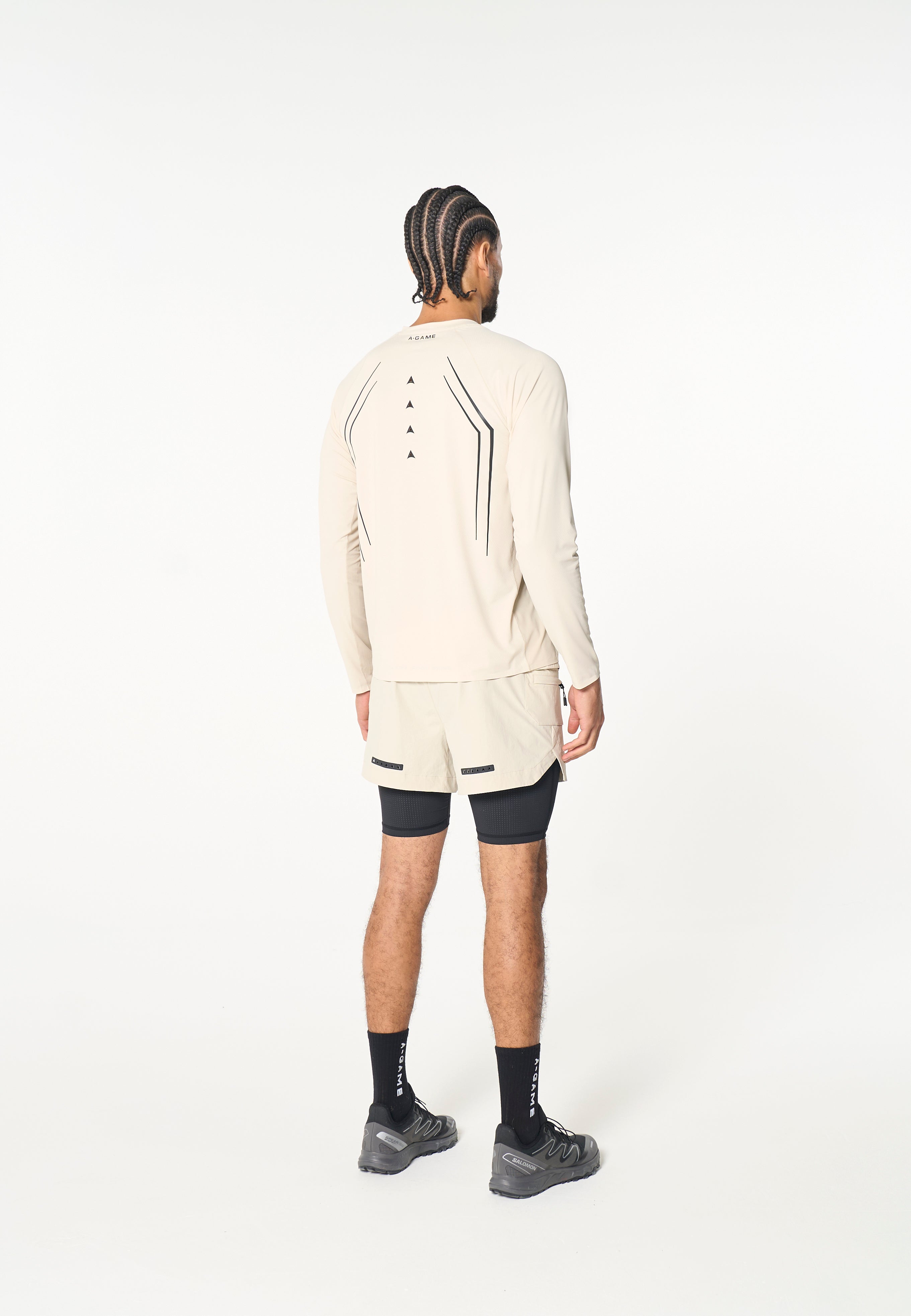 Men's Mesh Long Sleeve T-Shirt - Beige