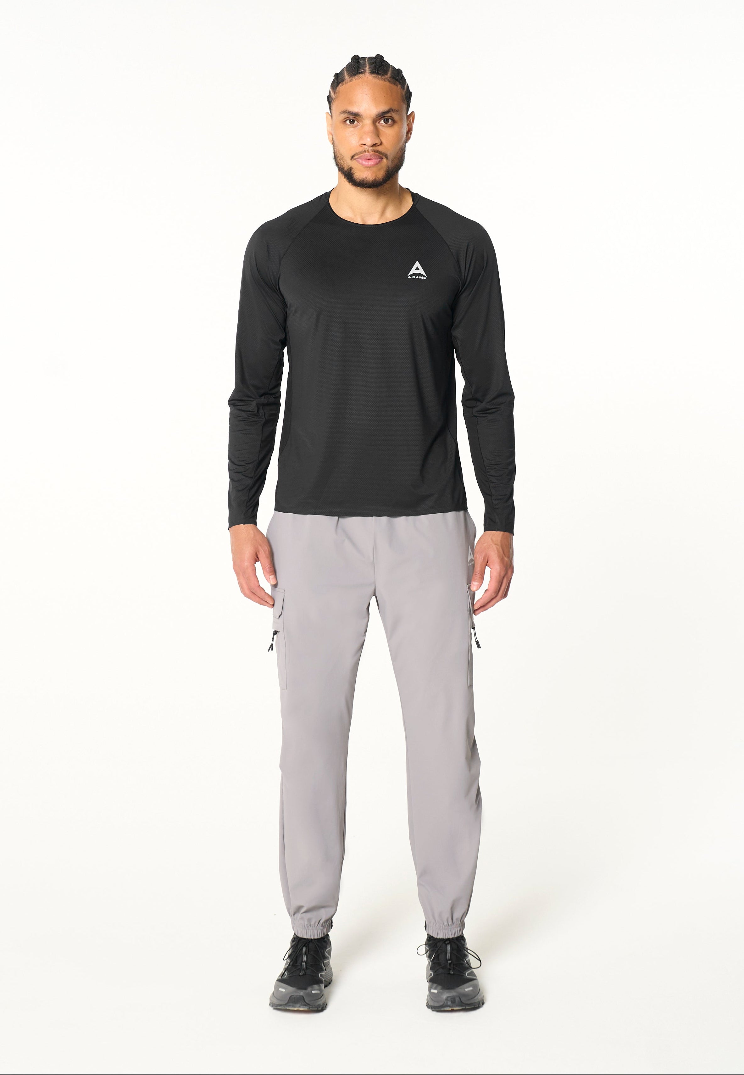 Men's Cargo Zip Pants - Grey / Black