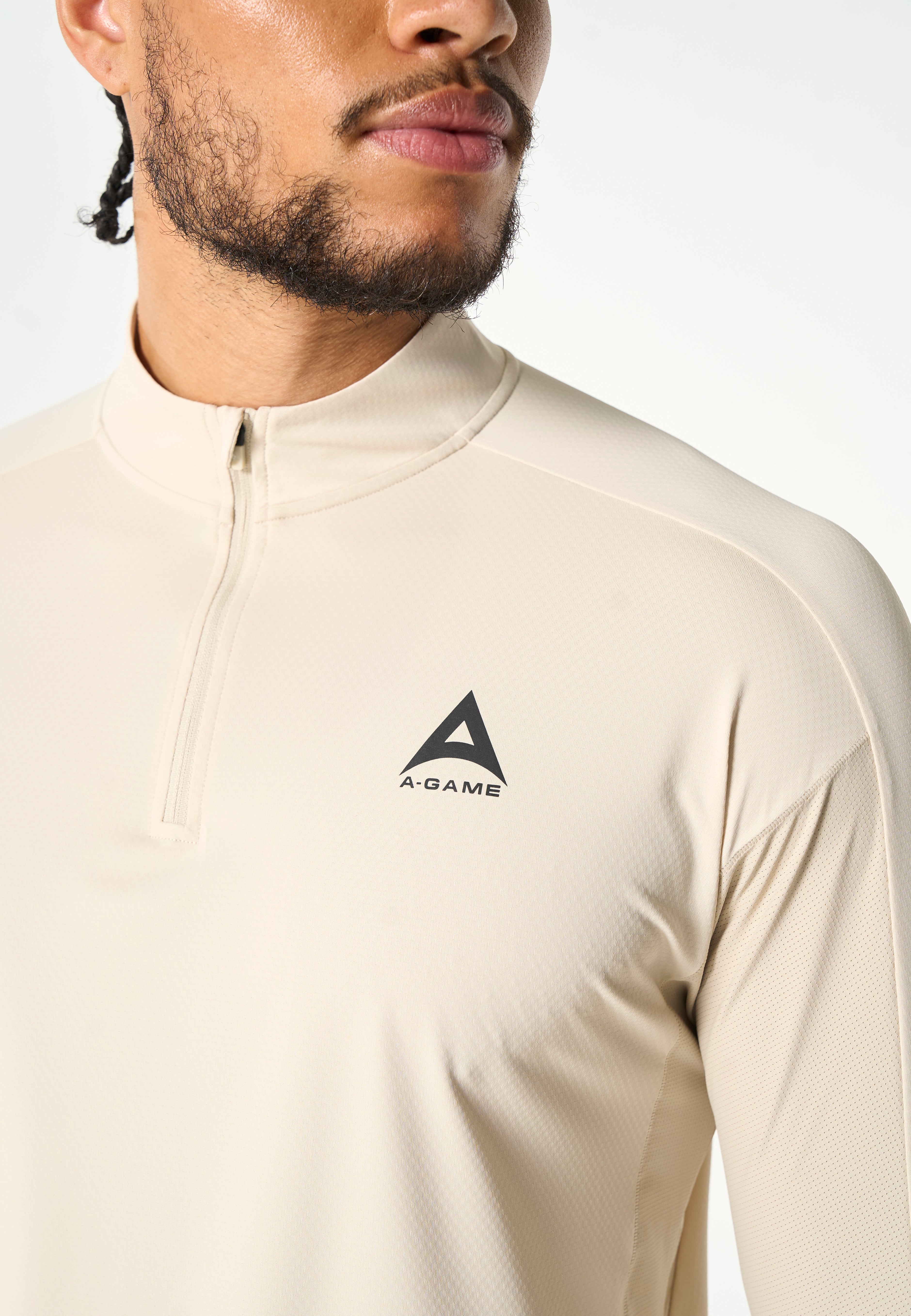Men's Core Long Sleeve 1/4 Zip - Beige