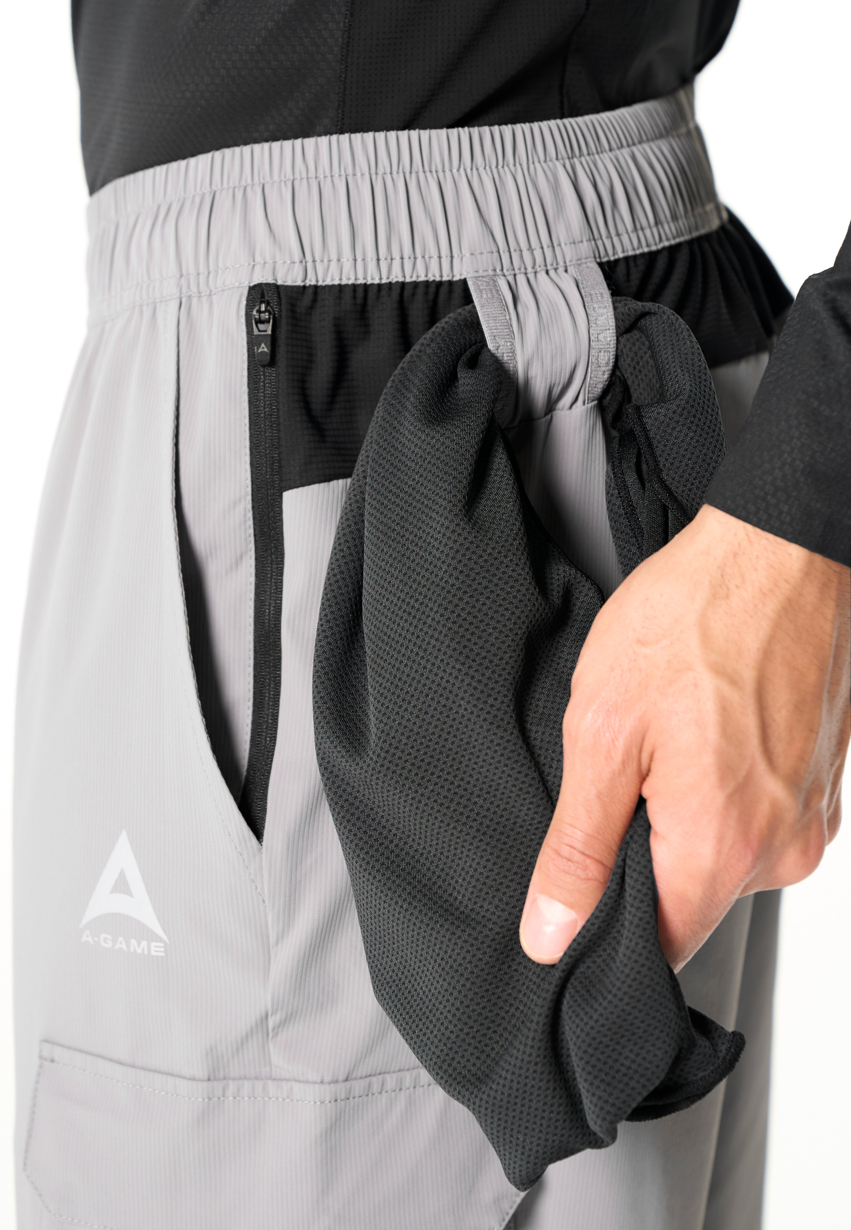 Men's Cargo Zip Pants - Grey / Black