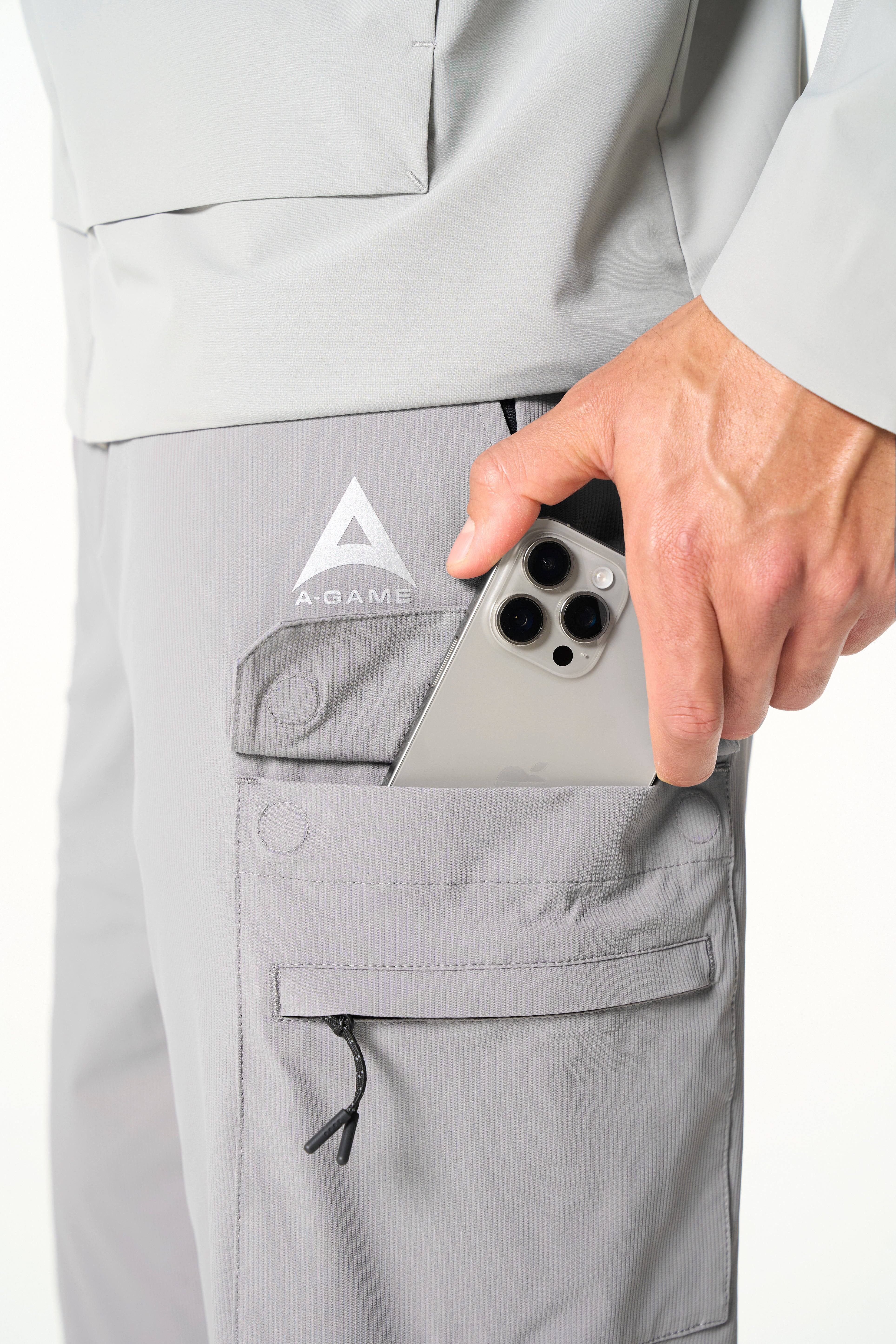 Men's Cargo Zip Pants - Grey / Black