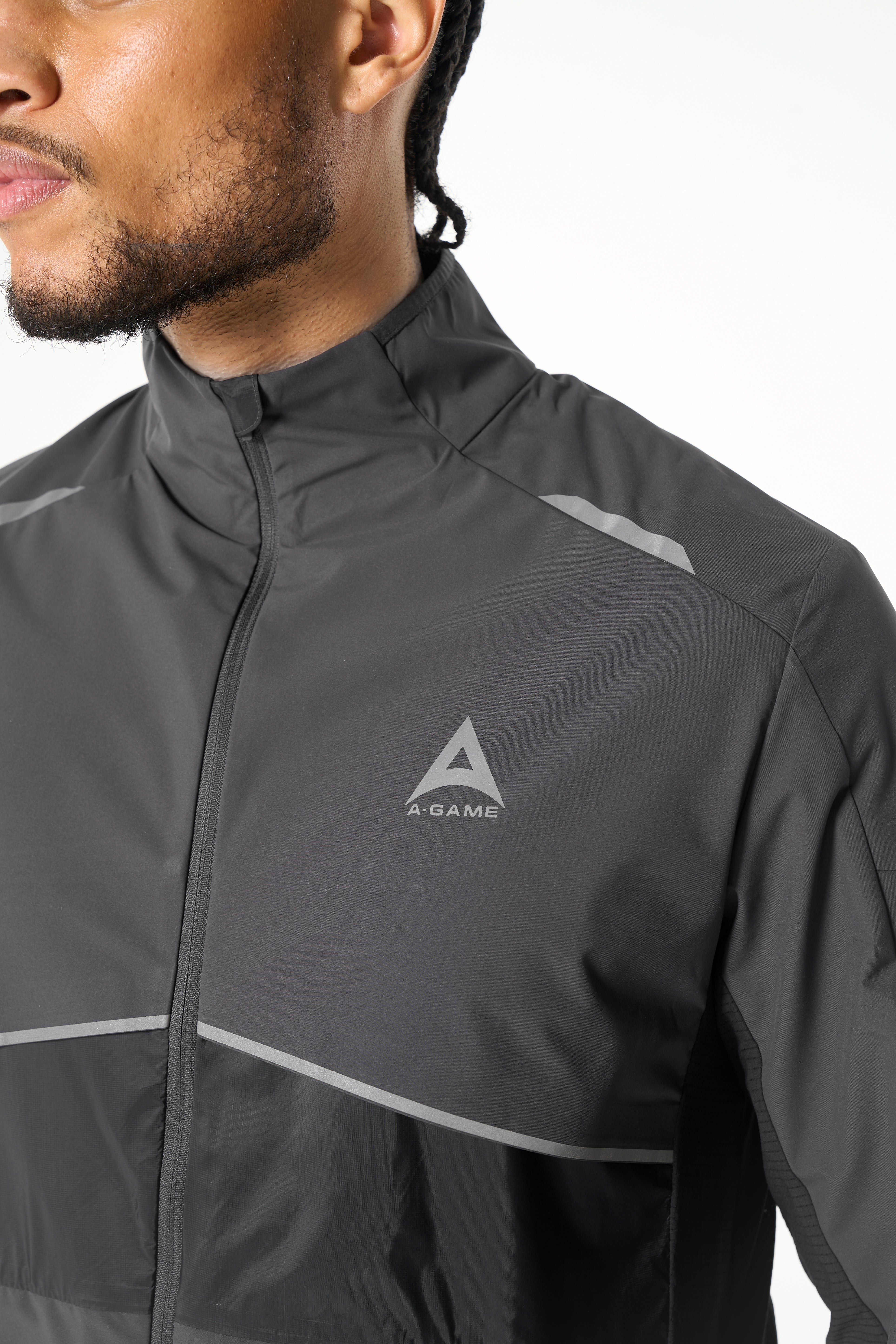 MENS LIGHTWEIGHT WINDBREAKER JACKET - DK CHARCOAL / BLACK