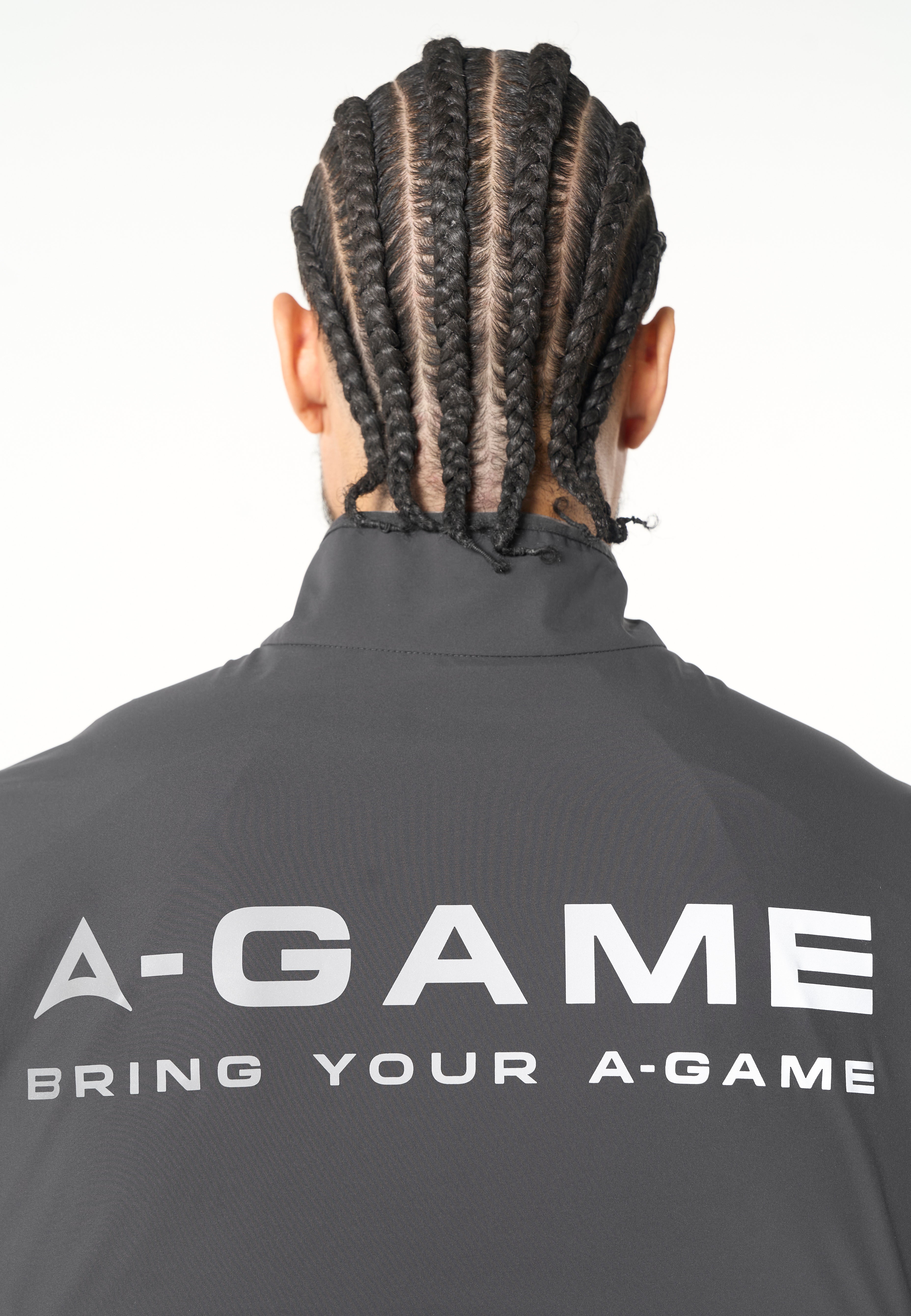 MENS LIGHTWEIGHT WINDBREAKER JACKET - DK CHARCOAL / BLACK