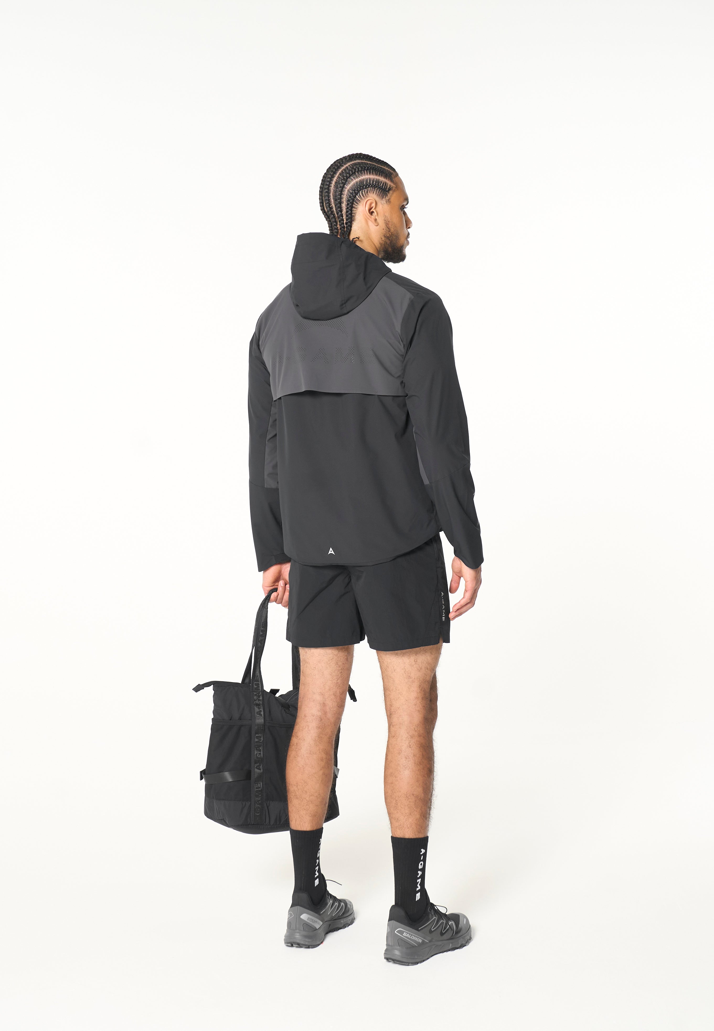 MENS PANELLED LIGHTWEIGHT JACKET - BLACK / DK CHARCOAL