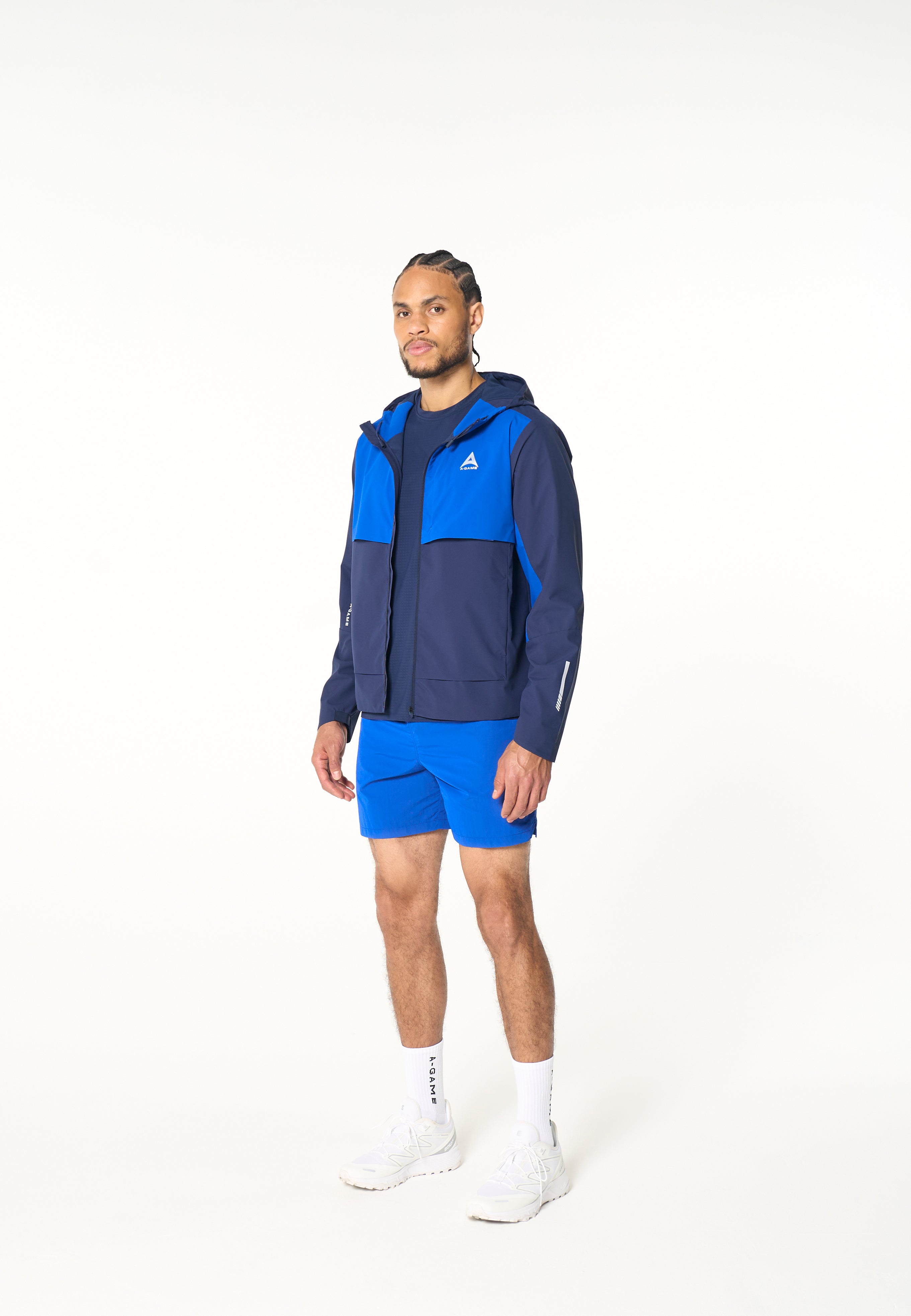 MENS PANELLED LIGHTWEIGHT JACKET - NAVY / COBALT BLUE