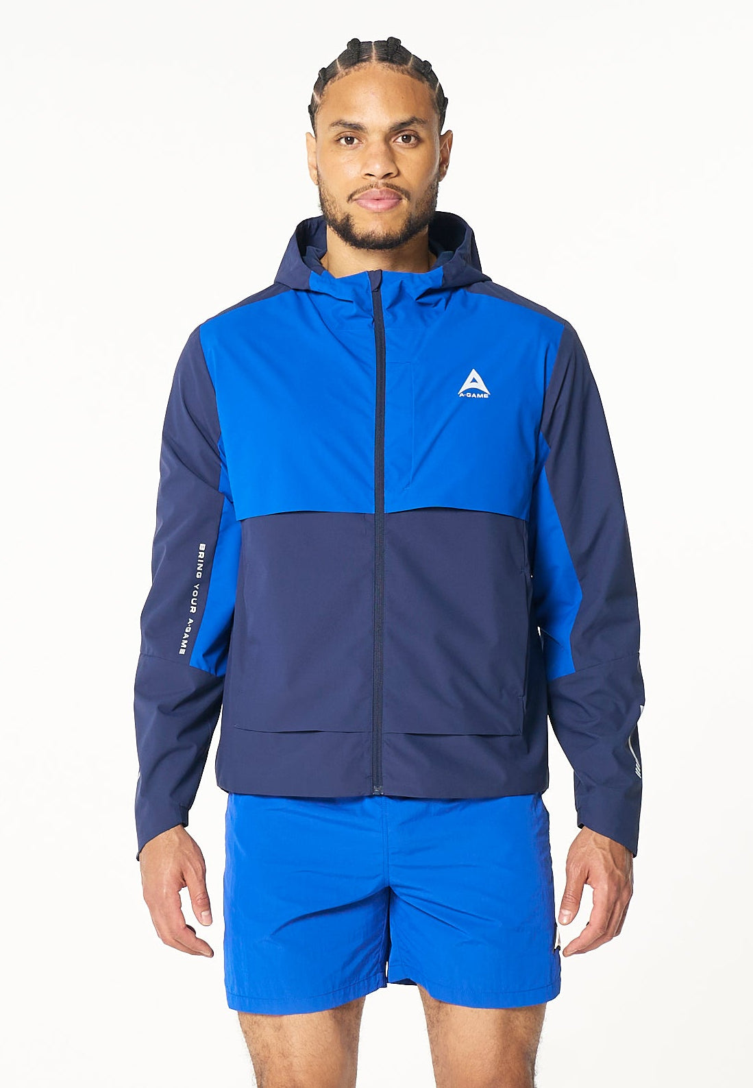 MENS PANELLED LIGHTWEIGHT JACKET - NAVY / COBALT BLUE