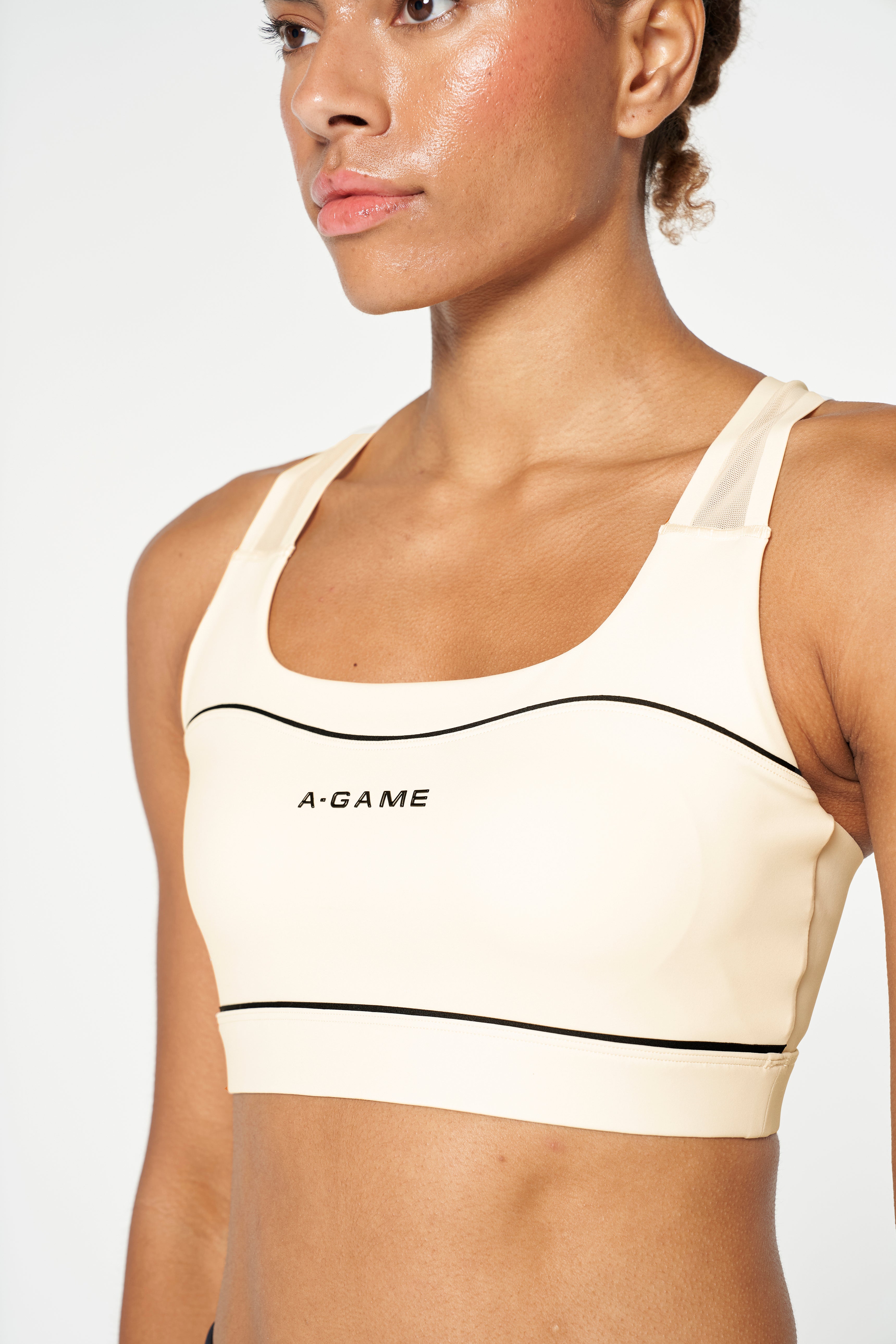 WOMENS LIGHT SUPPORT WORKOUT SPORTS BRAS - ECRU