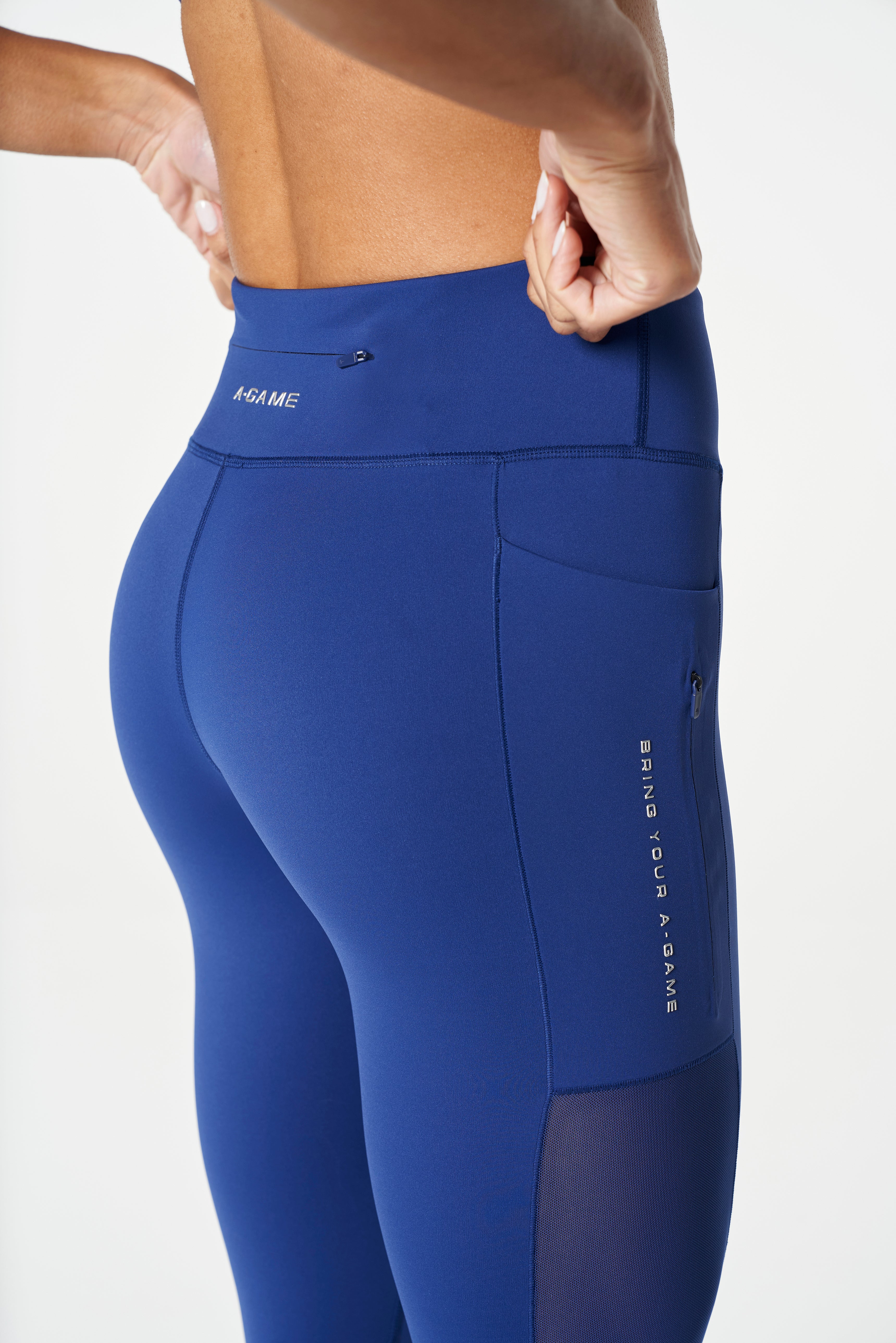 WOMENS REFLECTIVE RUNNING LEGGINGS - NAVY