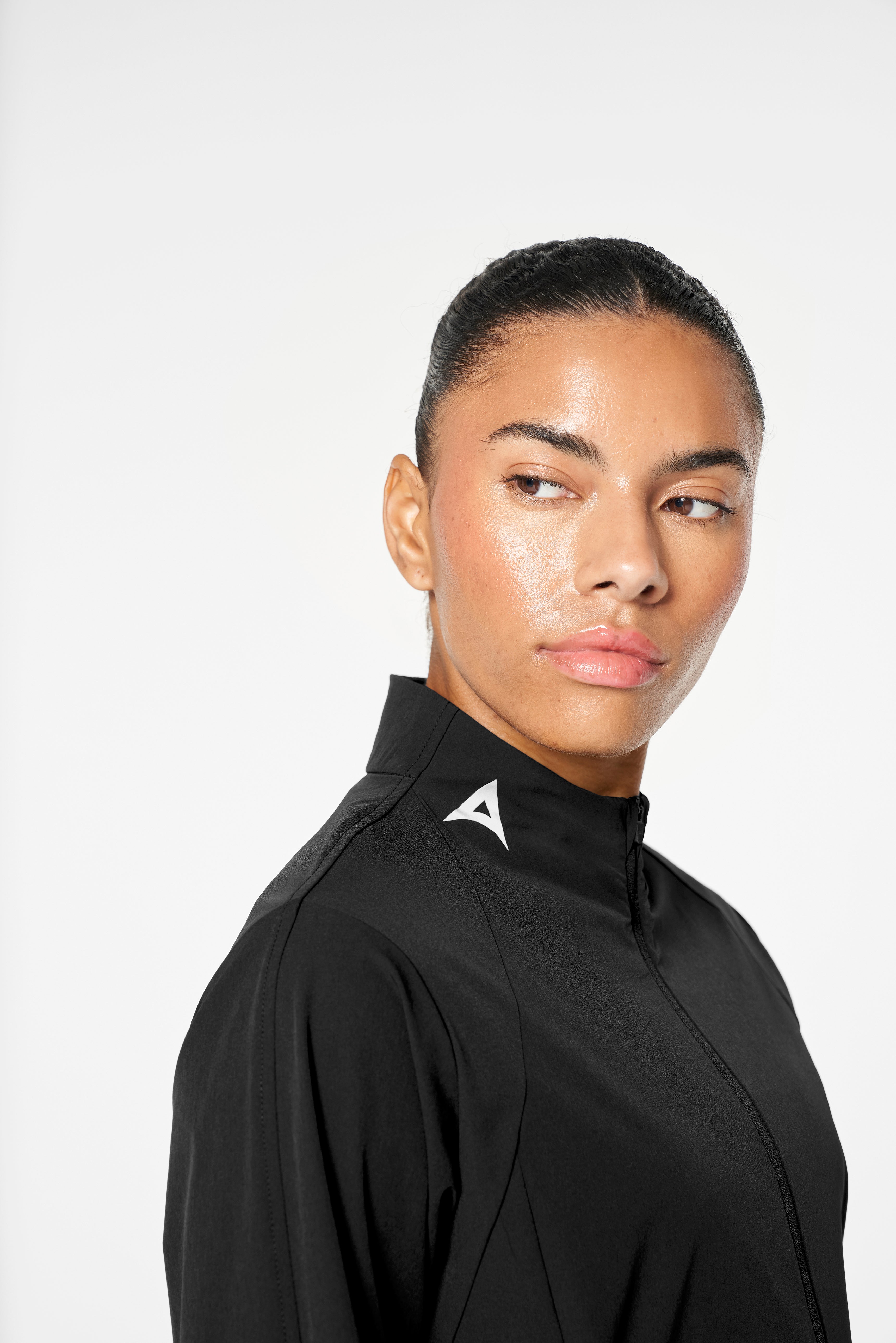 WOMENS HALF ZIP PULL OVER JACKET - BLACK