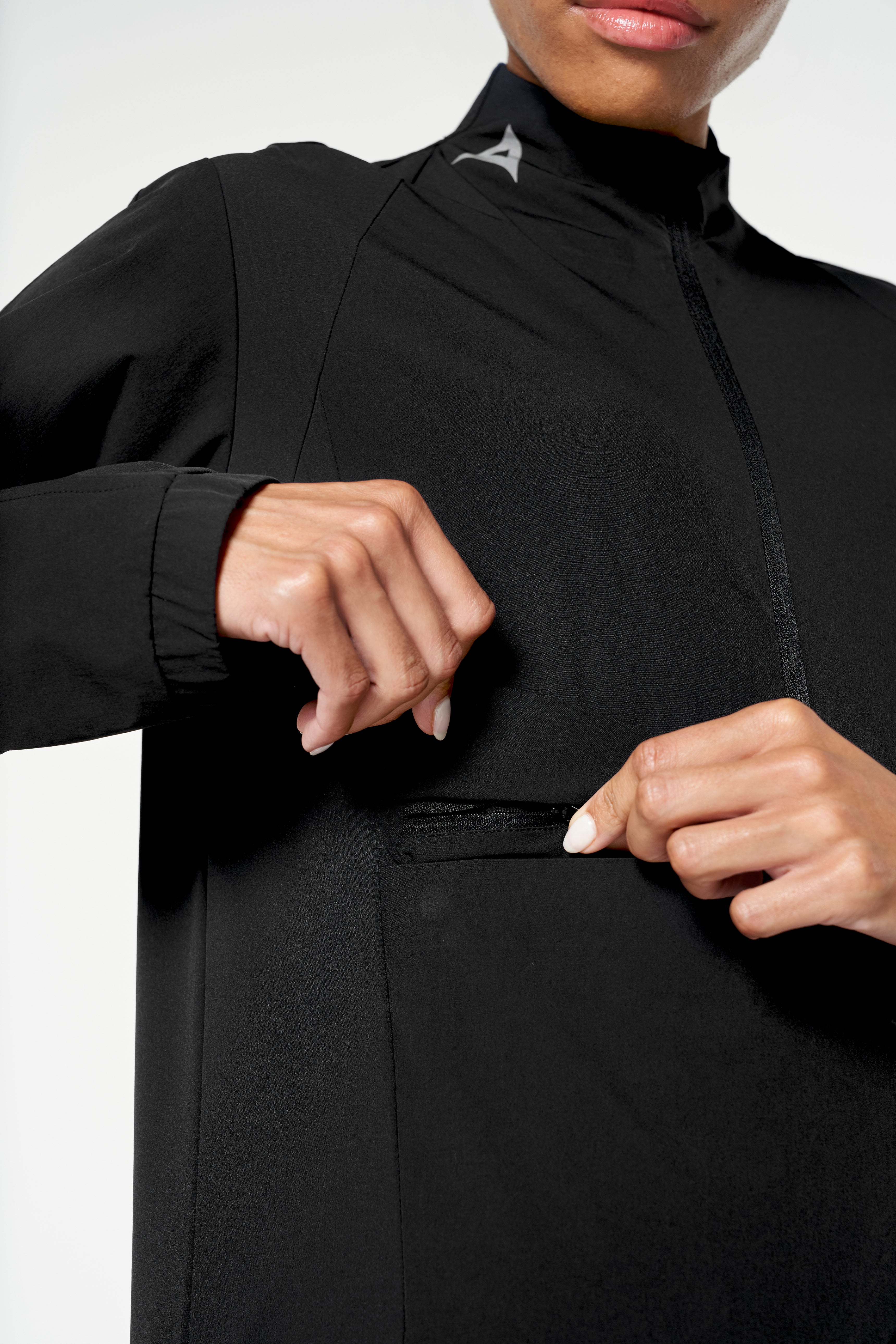 WOMENS HALF ZIP PULL OVER JACKET - BLACK