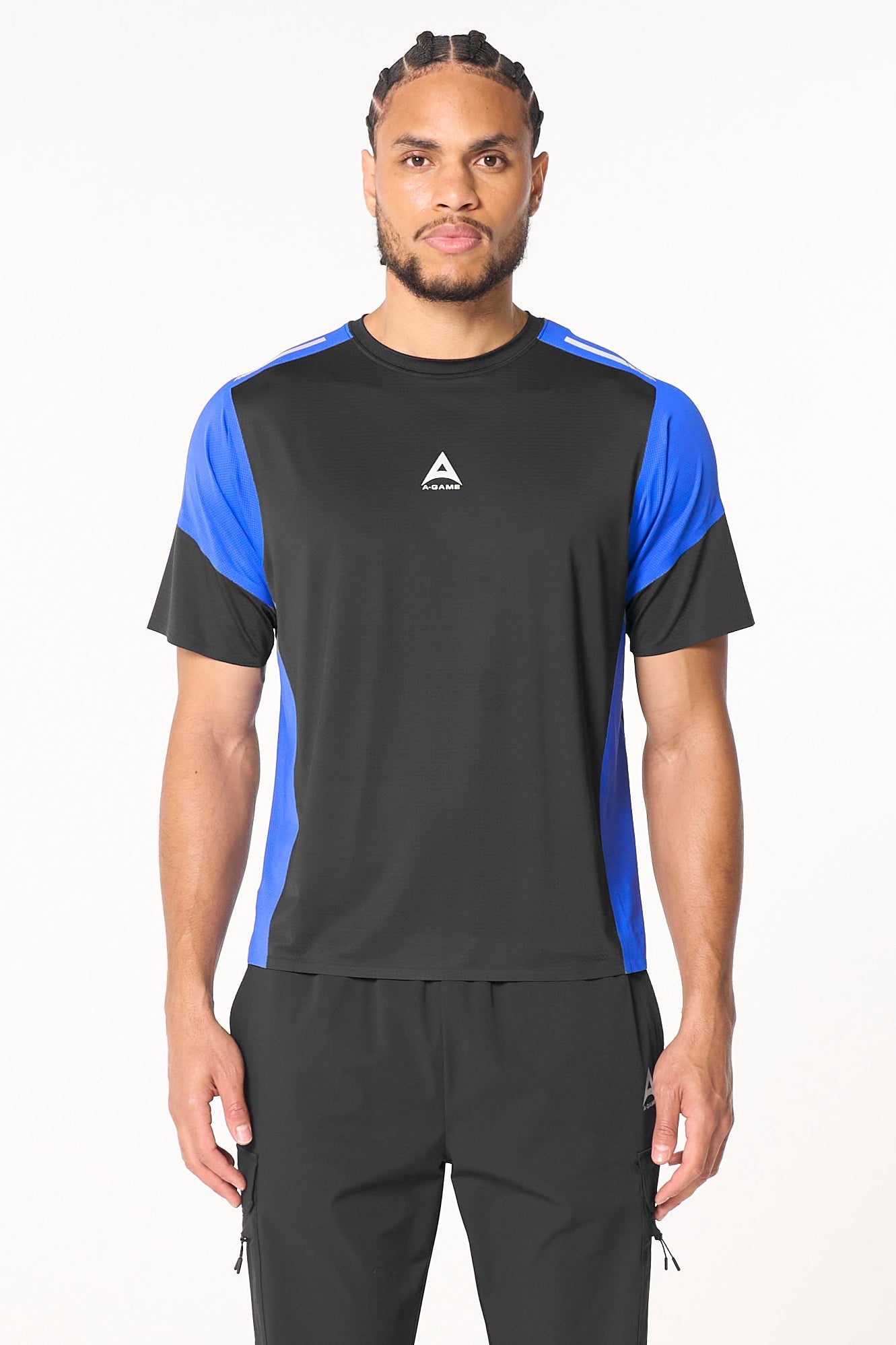 Men's Mesh T-Shirt - Black / Cobalt Blue