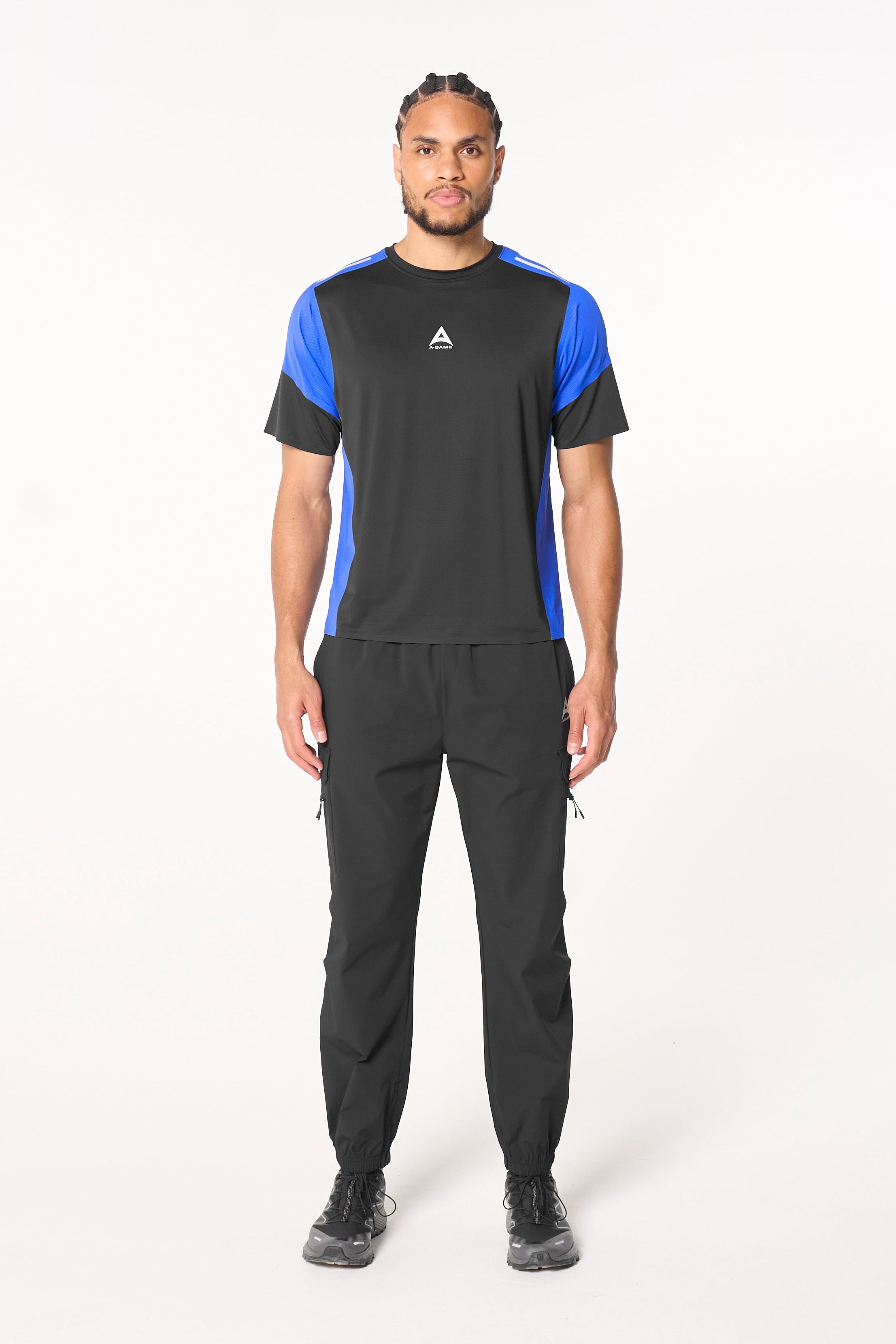 Men's Cargo Zip Pants - Black / Cobalt Blue
